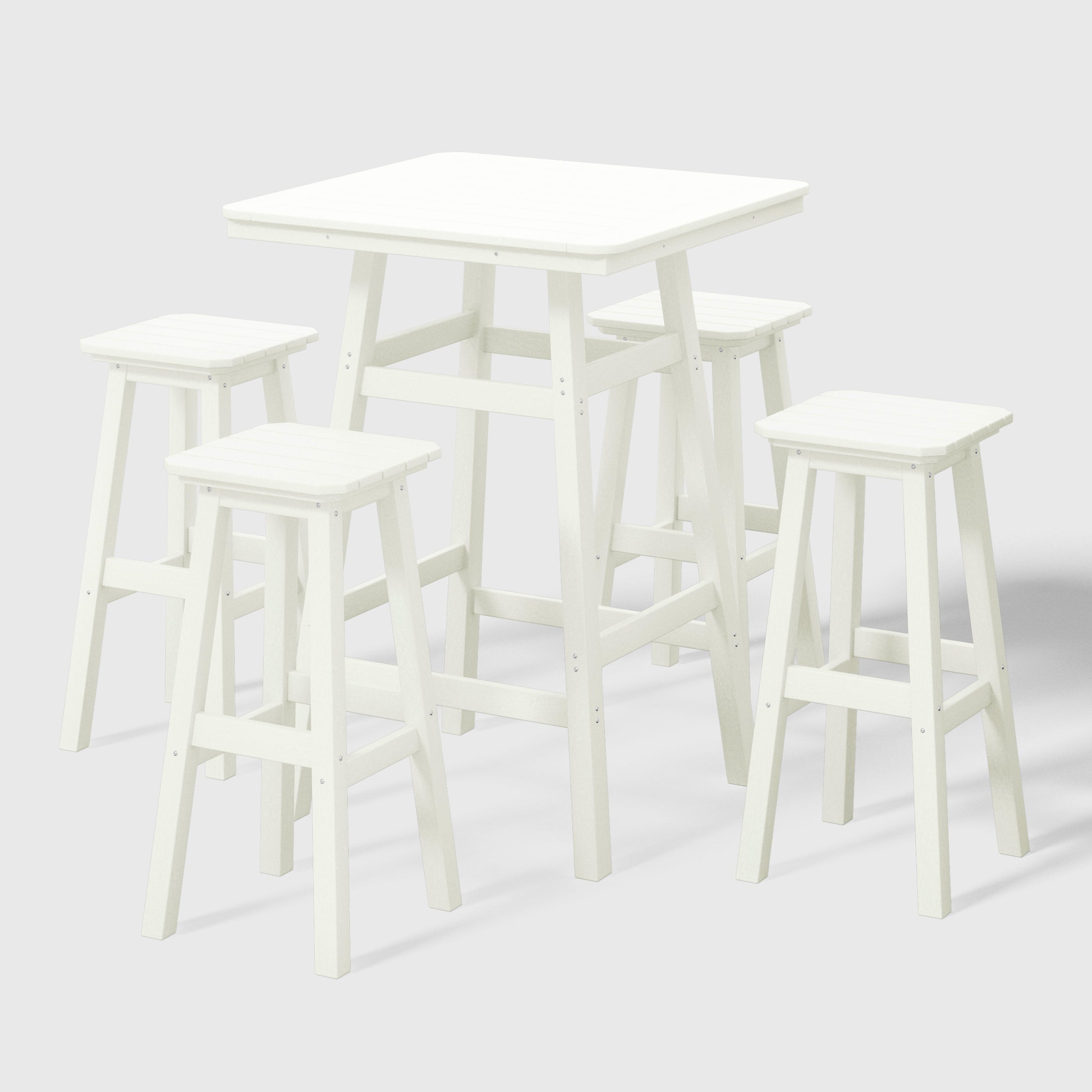 Paradise 5-Piece HDPE Outdoor Patio Dining Bar Bistro Table Set with Bar Stools