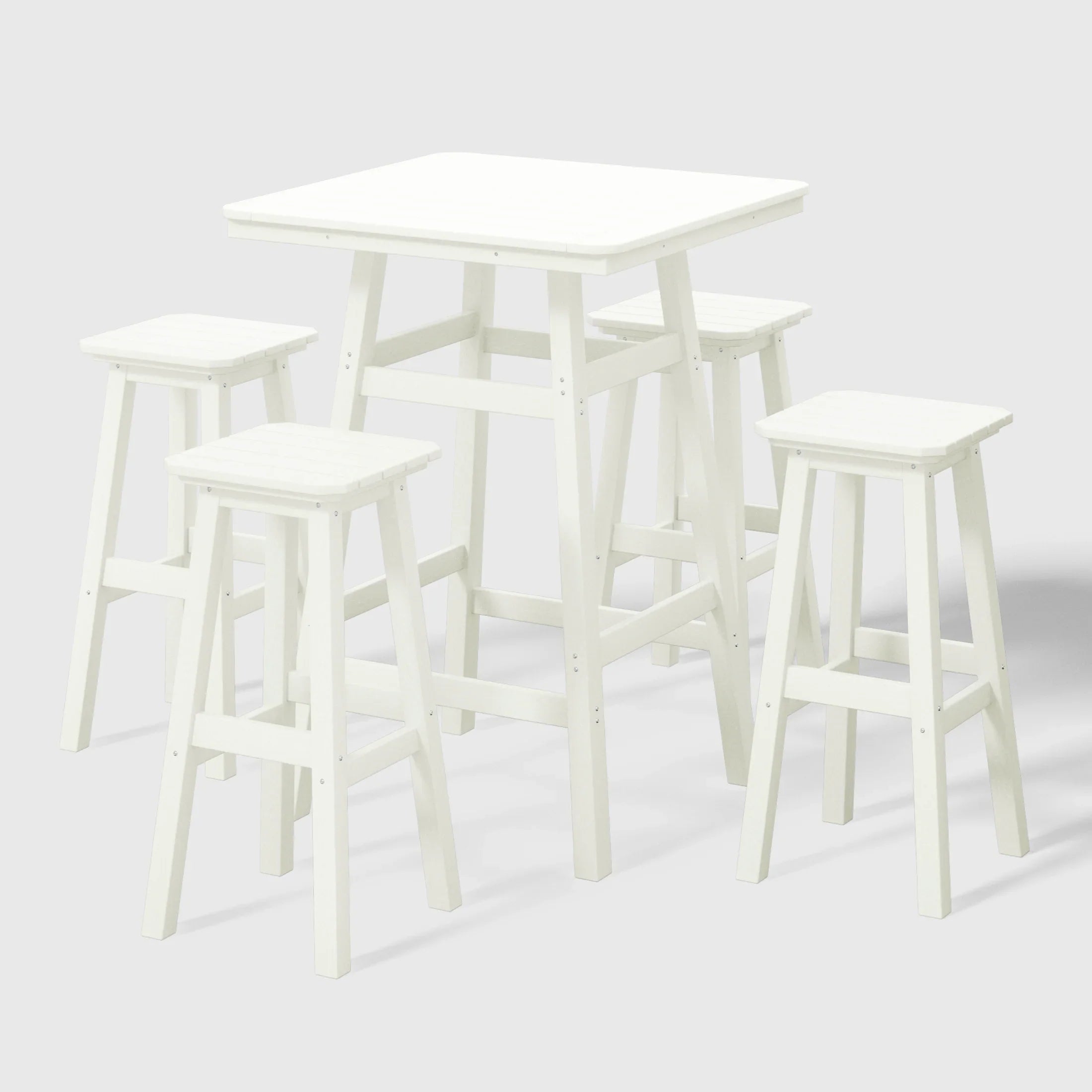 Paradise 5-Piece HDPE Outdoor Patio Dining Bar Bistro Table Set with Bar Stools