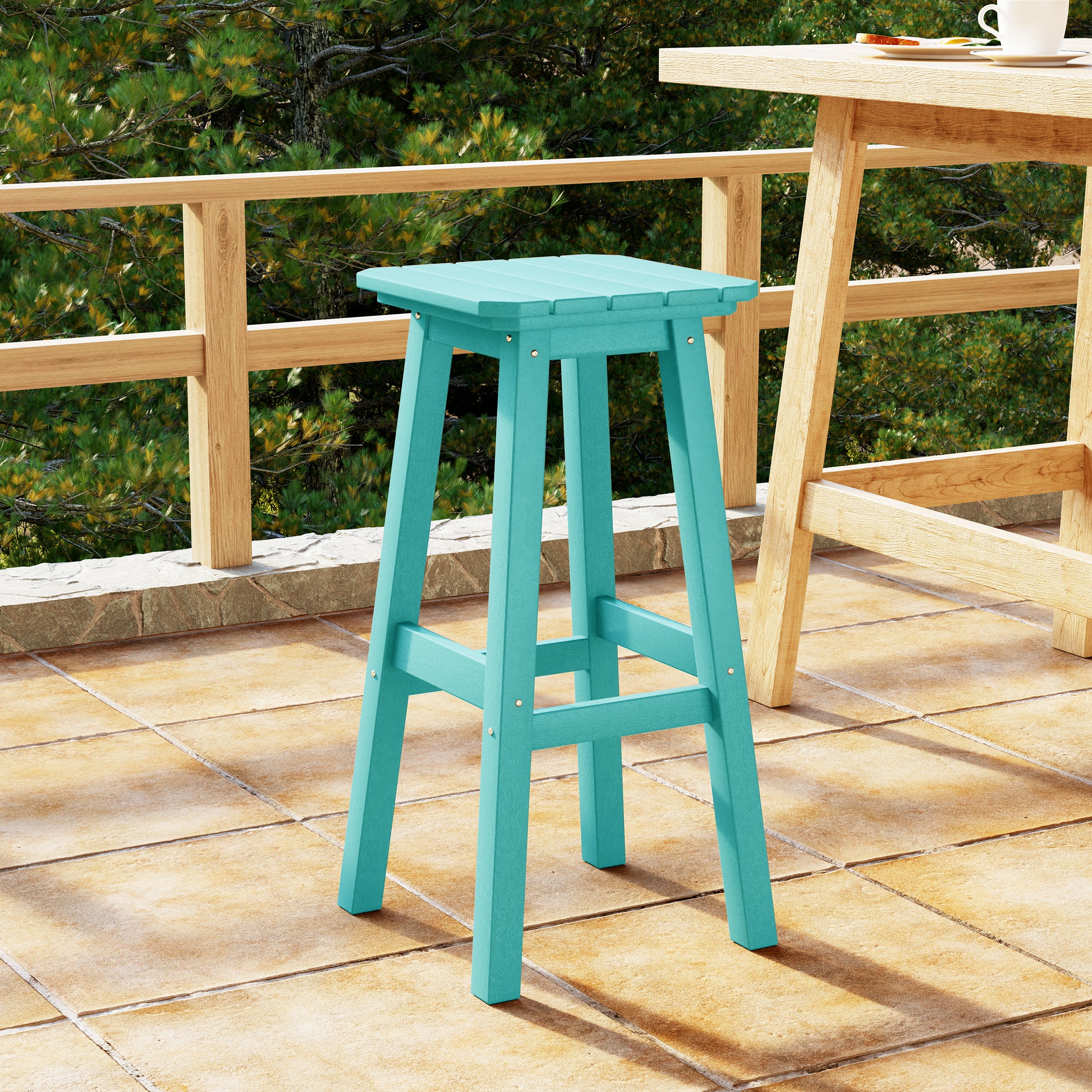 Paradise 29" HDPE Outdoor Patio Square Backless Bar Stool