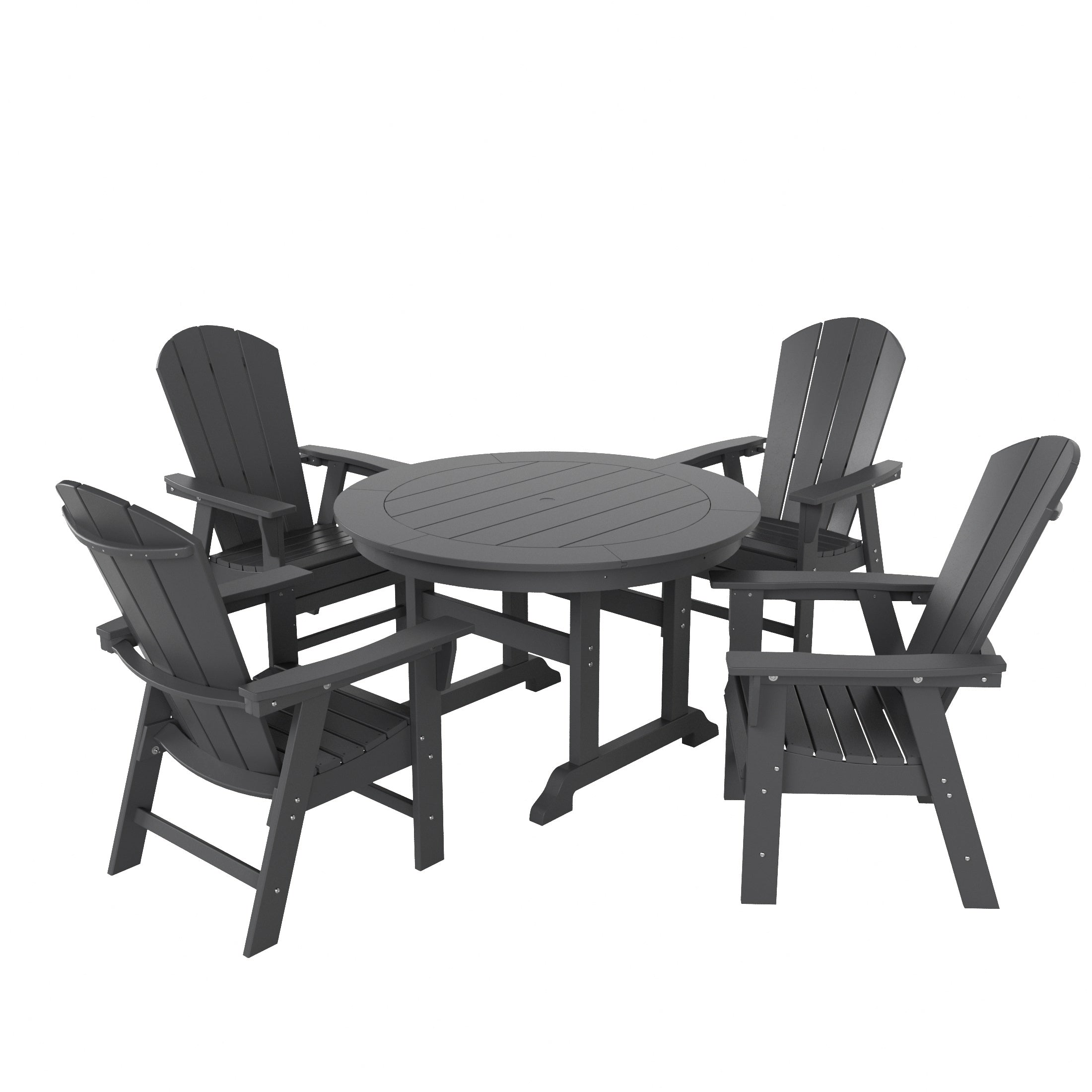 Paradise 5 Piece Outdoor Patio Dining Round Table and Curved Back Armchair Set