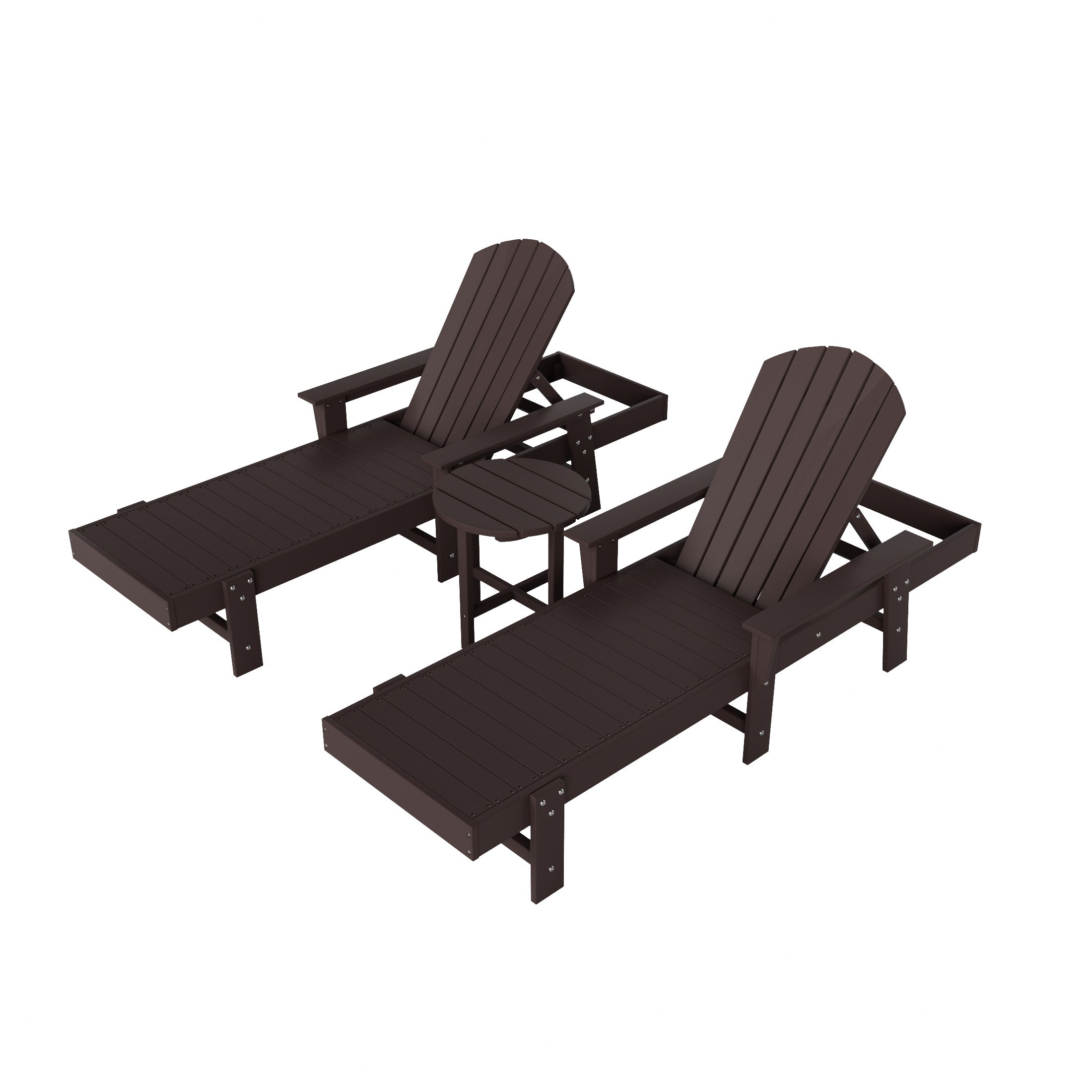 Portside 3 Piece Adirondack Poly Reclining Chaise Lounge With Arms