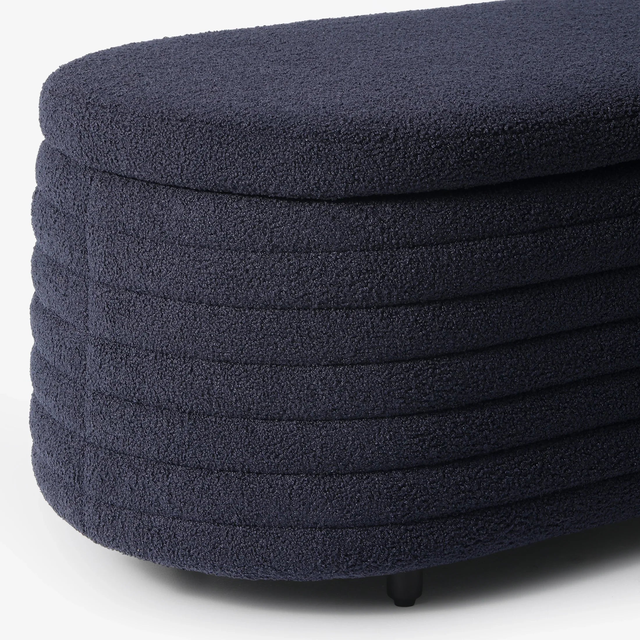 Celine 42" Wide Mid-Century Modern Upholstered Teddy Sherpa Tufted Oval Storage Ottoman Bench