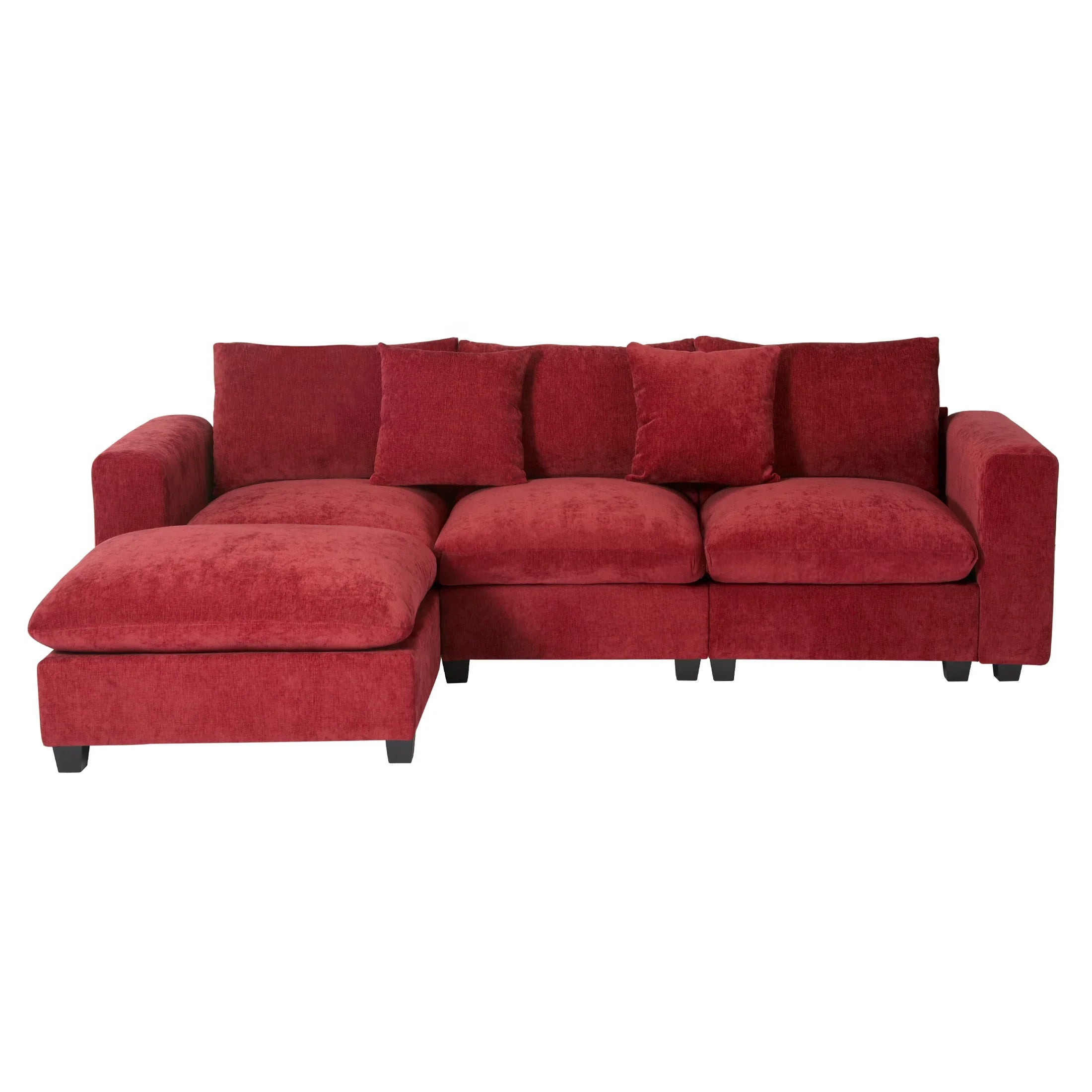 Springfield 99" Modular Chenille L-Shaped Sectional Sofa and Chaise With USB/Type-C Ports and Side Pockets