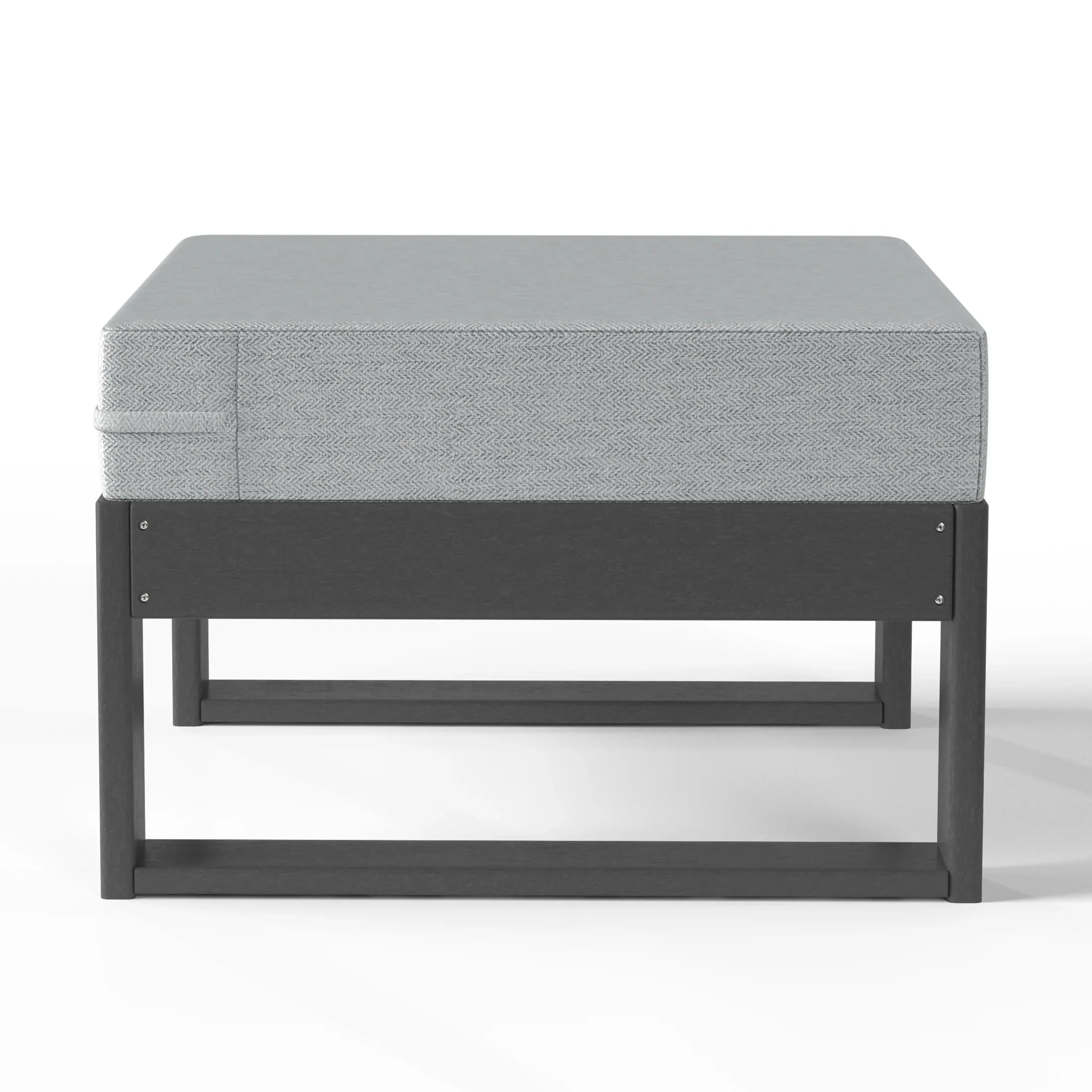 Rockaway Outdoor HDPE Patio Ottoman with Waterproof Olefin Cushions