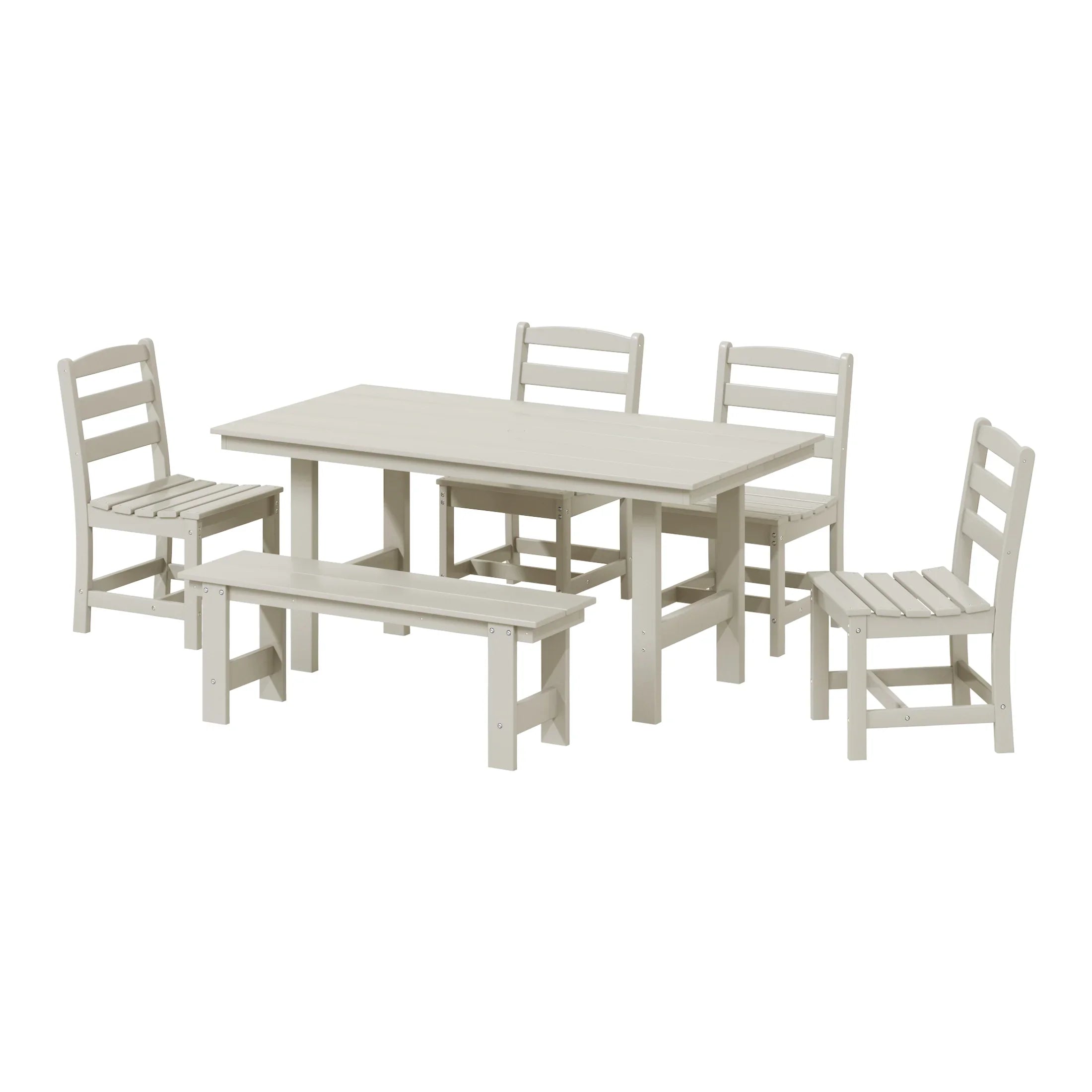 Palms 6-Piece Outdoor HDPE Rectangular Patio Dining Table Set with Bench