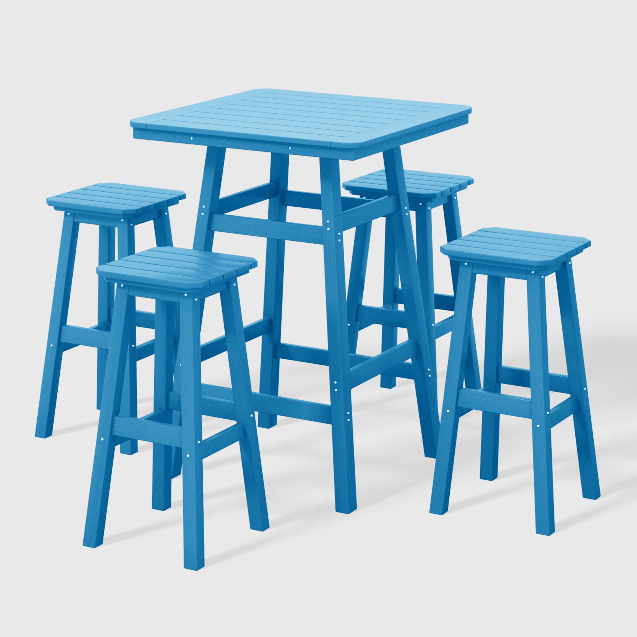 Paradise 5-Piece HDPE Outdoor Patio Dining Bar Bistro Table Set with Bar Stools