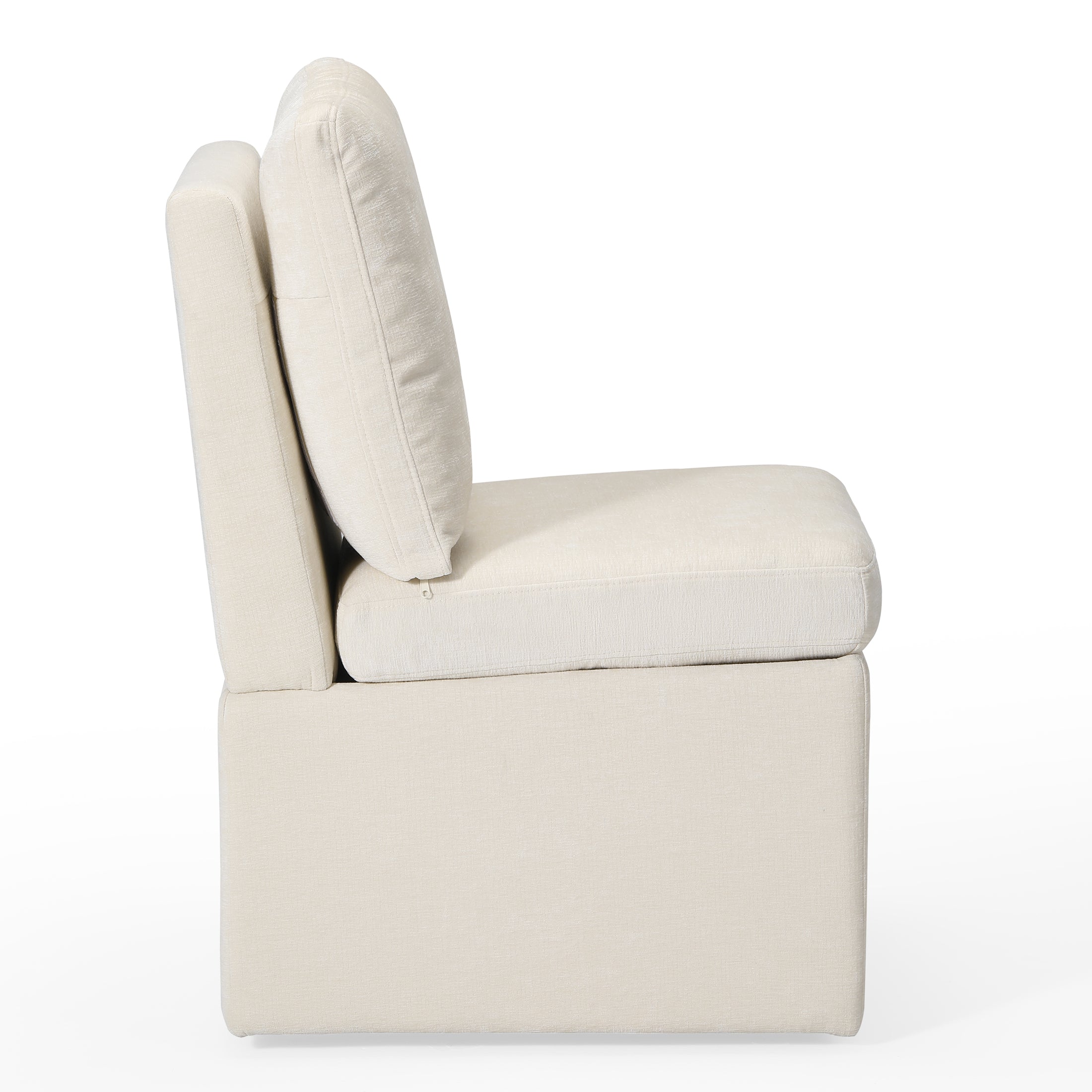 Danburry Modern Upholstered Chenille Armless Dining Chairs With Casters