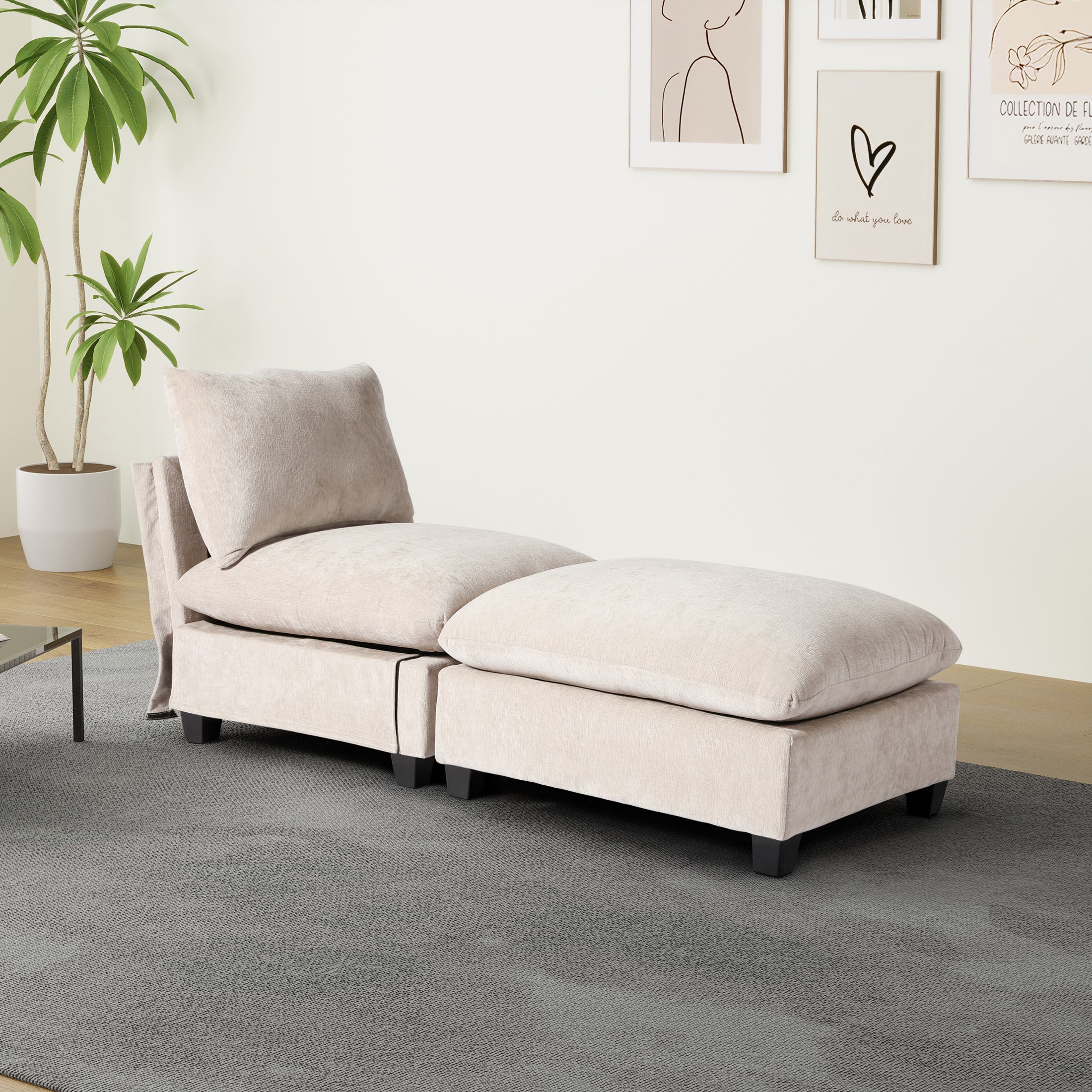 Springfield 68.5" Chenille Upholstered Indoor Chaise Lounge Chair