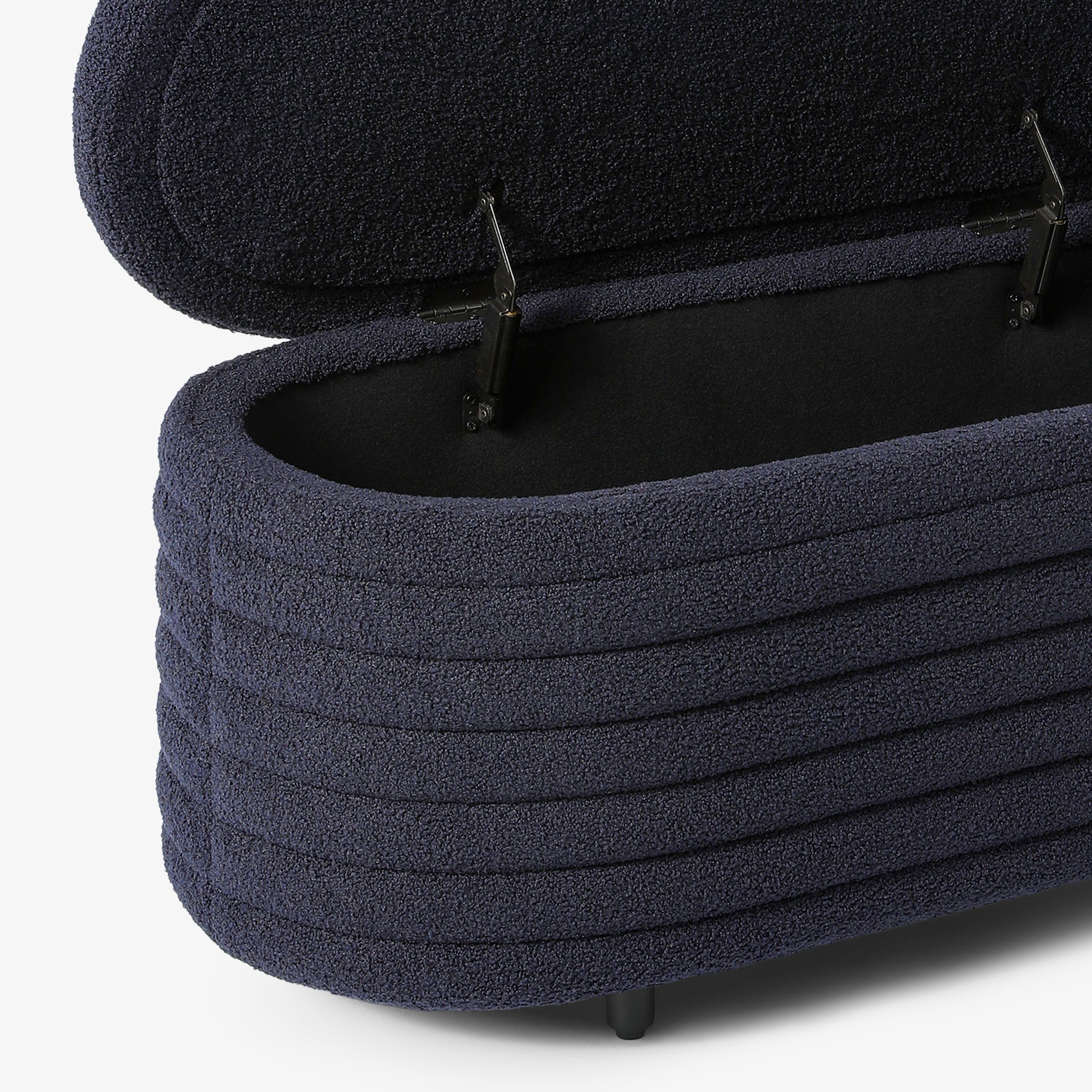 Celine 42" Wide Mid-Century Modern Upholstered Teddy Sherpa Tufted Oval Storage Ottoman Bench