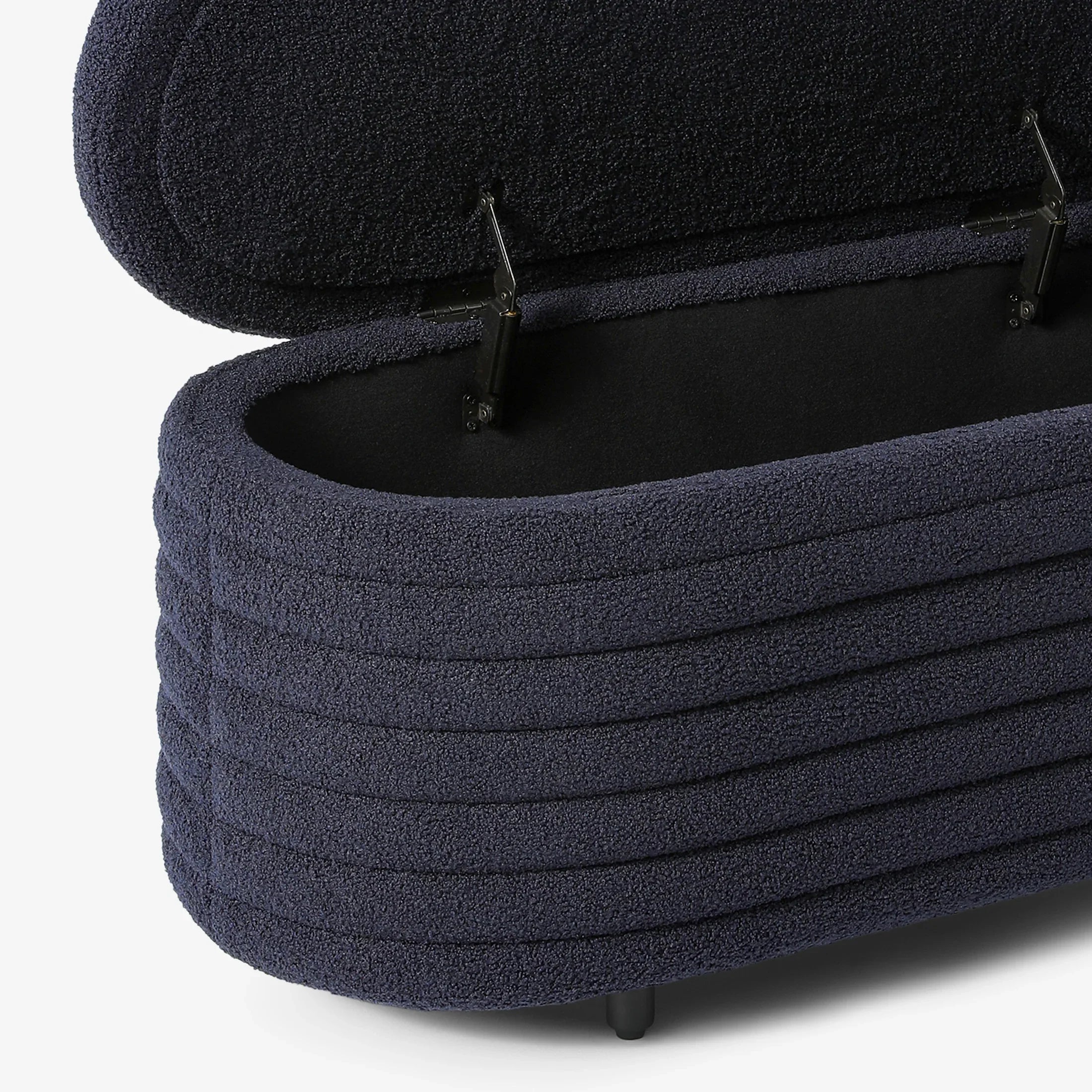 Celine 42" Wide Mid-Century Modern Upholstered Teddy Sherpa Tufted Oval Storage Ottoman Bench