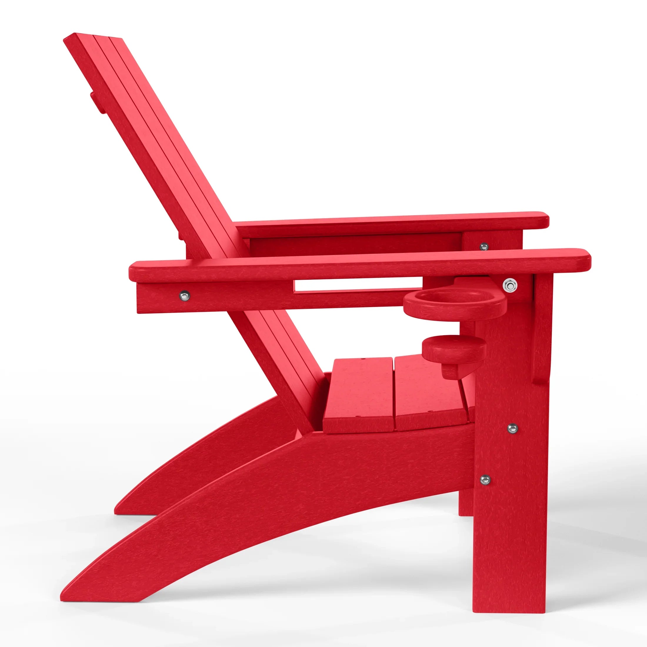 Palms 3-Piece Kids HDPE Modern Adirondack Chairs Set with Square Side Table and Cup Holders