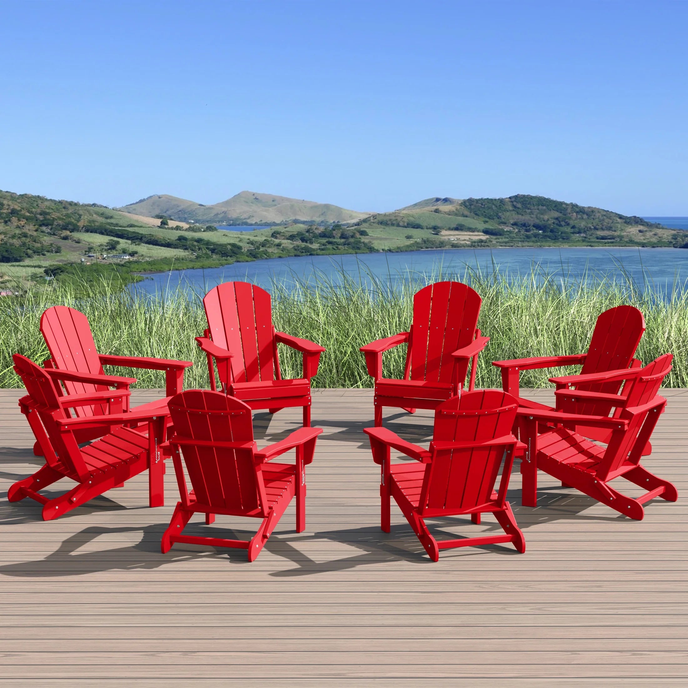 Paradise Outdoor Folding Poly Adirondack Chair (Set of 8)