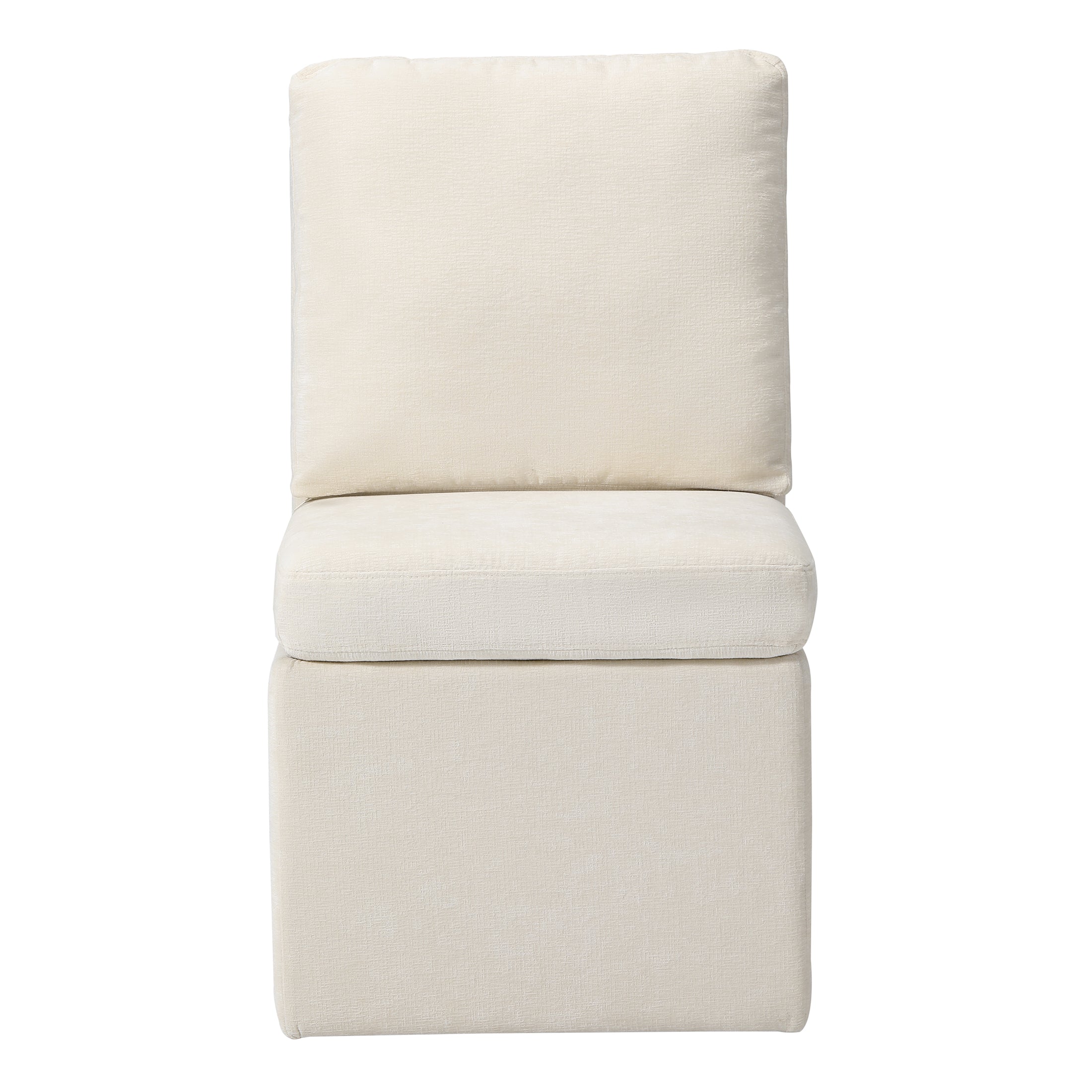 Danburry Modern Upholstered Chenille Armless Dining Chairs With Casters