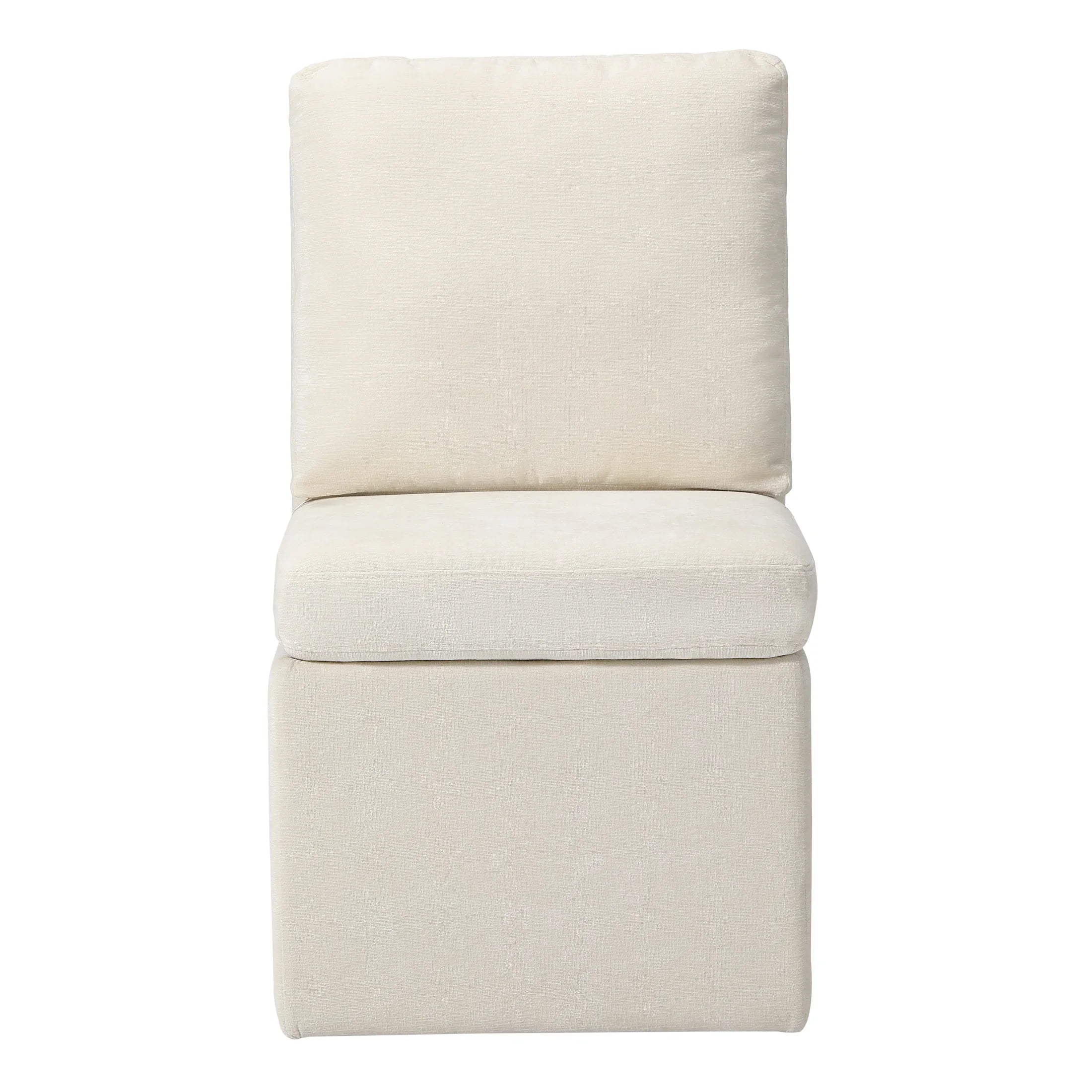 Danburry Modern Upholstered Chenille Armless Dining Chairs With Casters