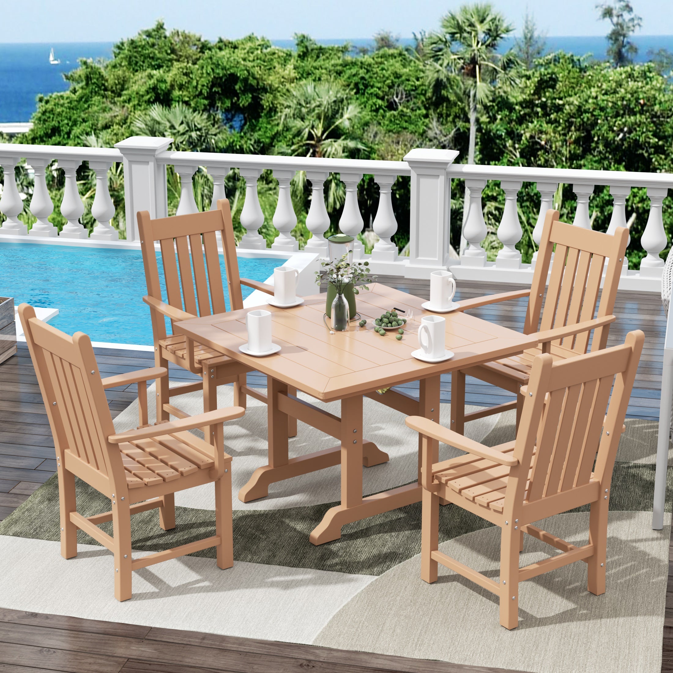Paradise 5 Piece Outdoor Patio Dining Set Outdoor Square Table and Armchair Set