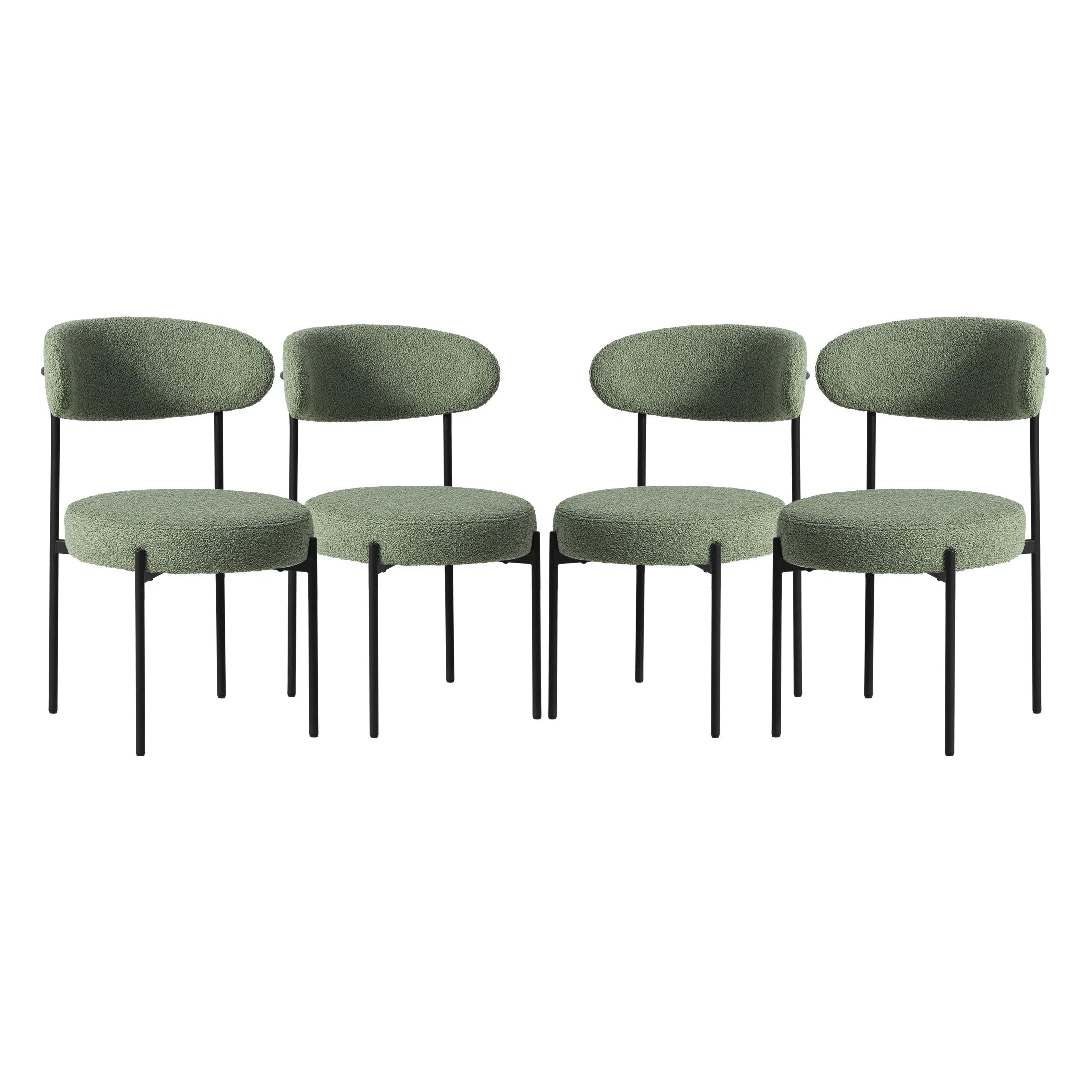 Celine Mid-Century Modern Upholstered Sherpa Round Dining Chairs (Set of 4)