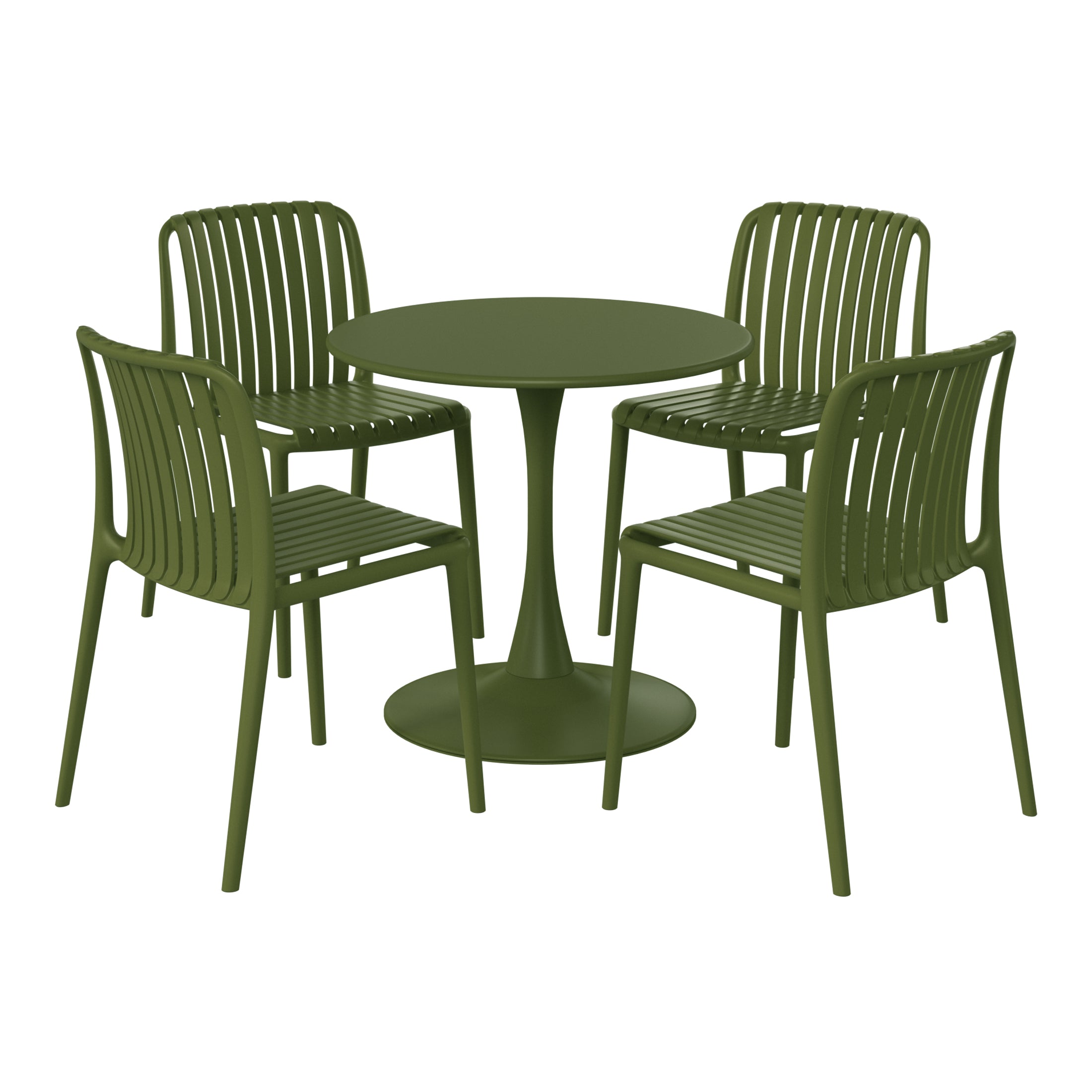 Sunshine 5-Piece Outdoor Metal Dining Table Set And Stackable Resin Patio Chairs