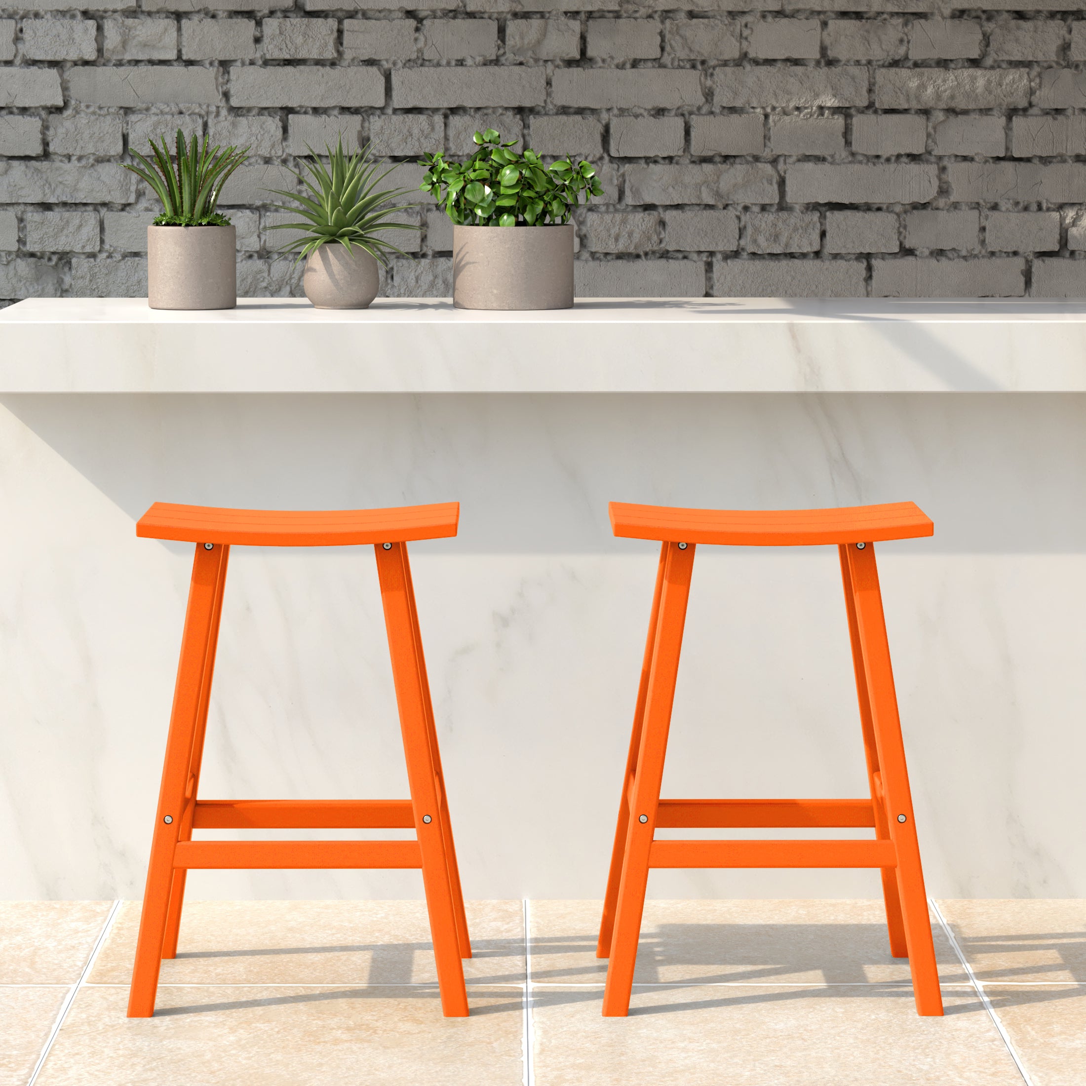 Paradise 24" HDPE Outdoor Patio Counter Height Bar Stools (Set of 2)