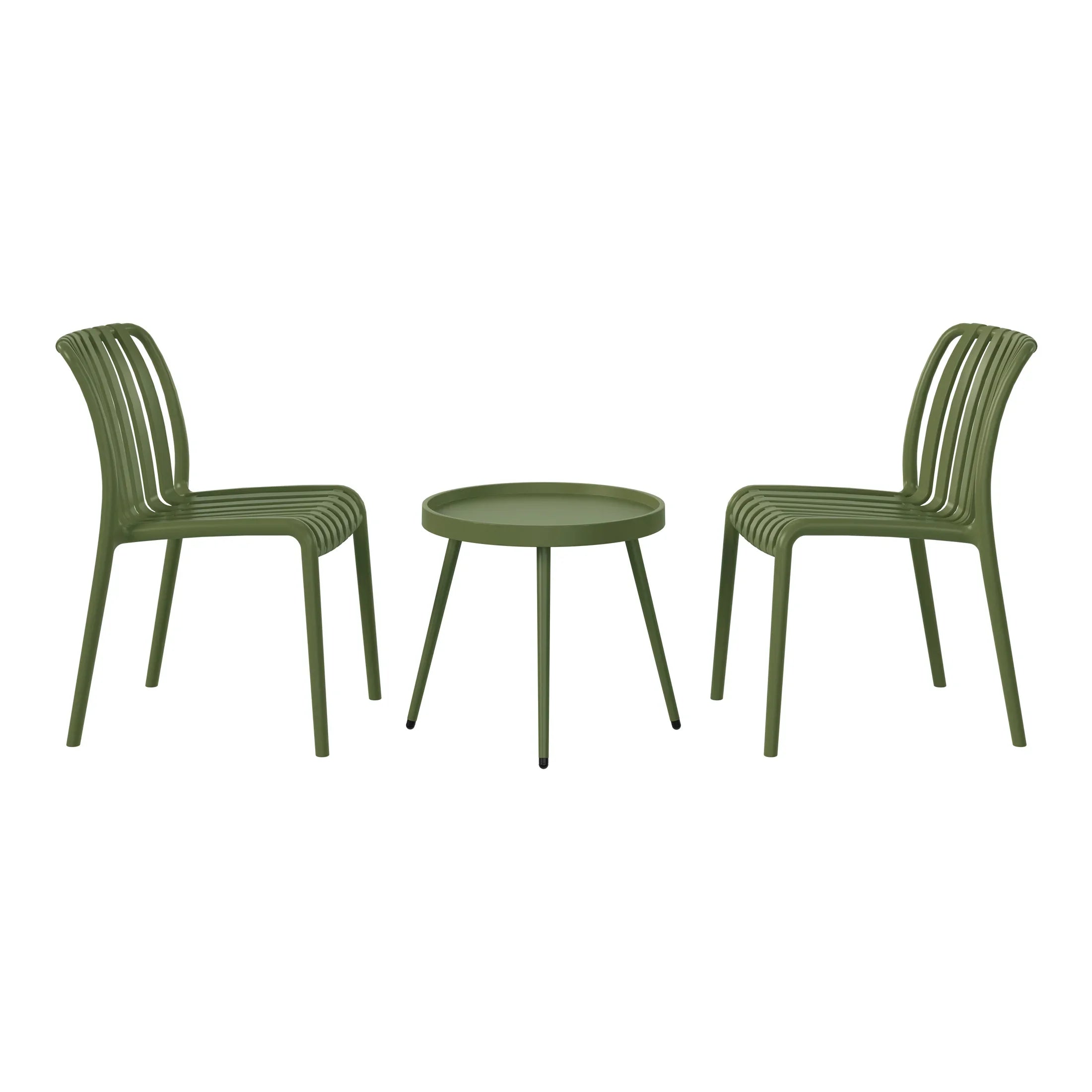 Sunshine 3-Piece Outdoor Patio Bistro Balcony Furniture Set With Stackable Chairs