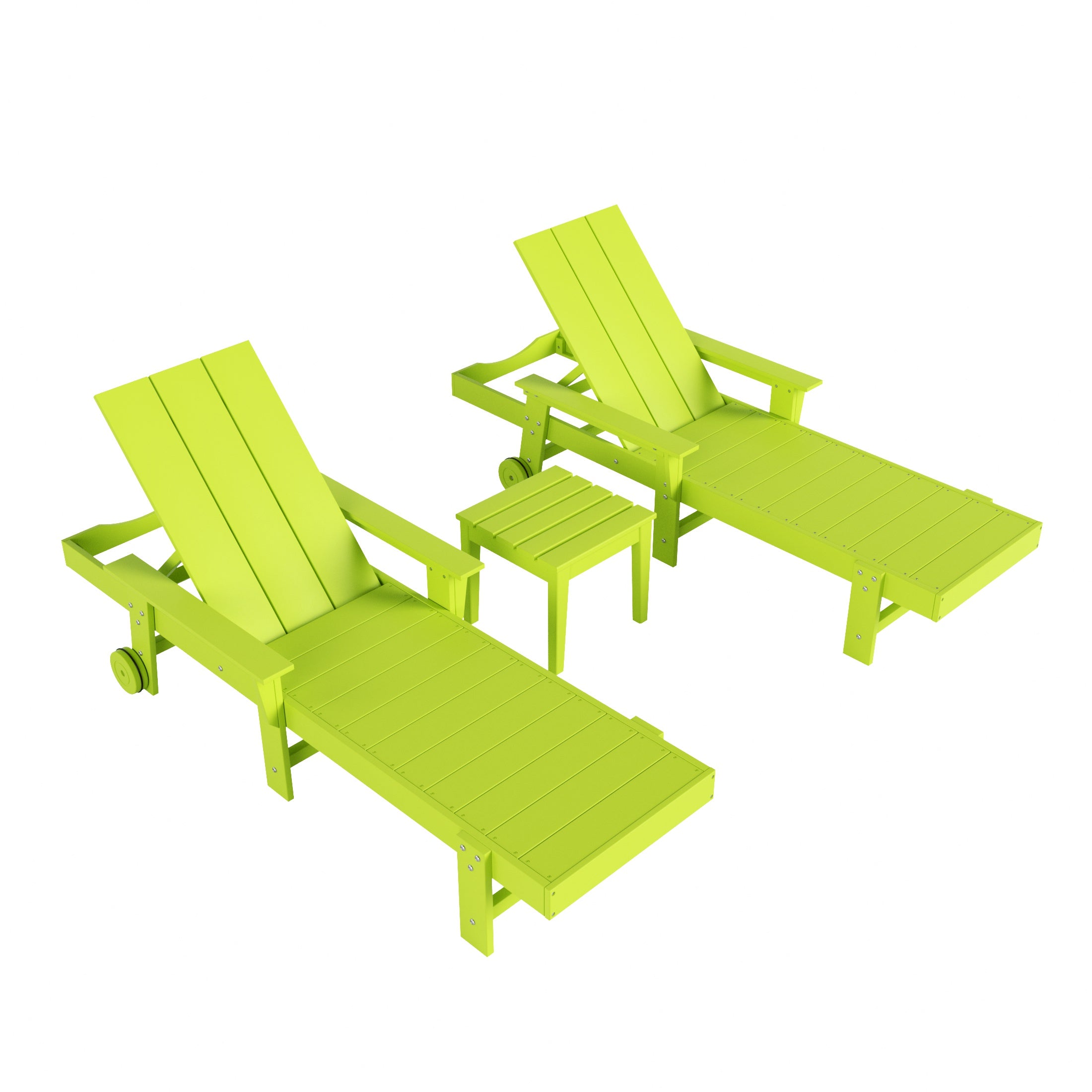 Palms Modern Poly Reclining Chaise Lounge Set with Side Table