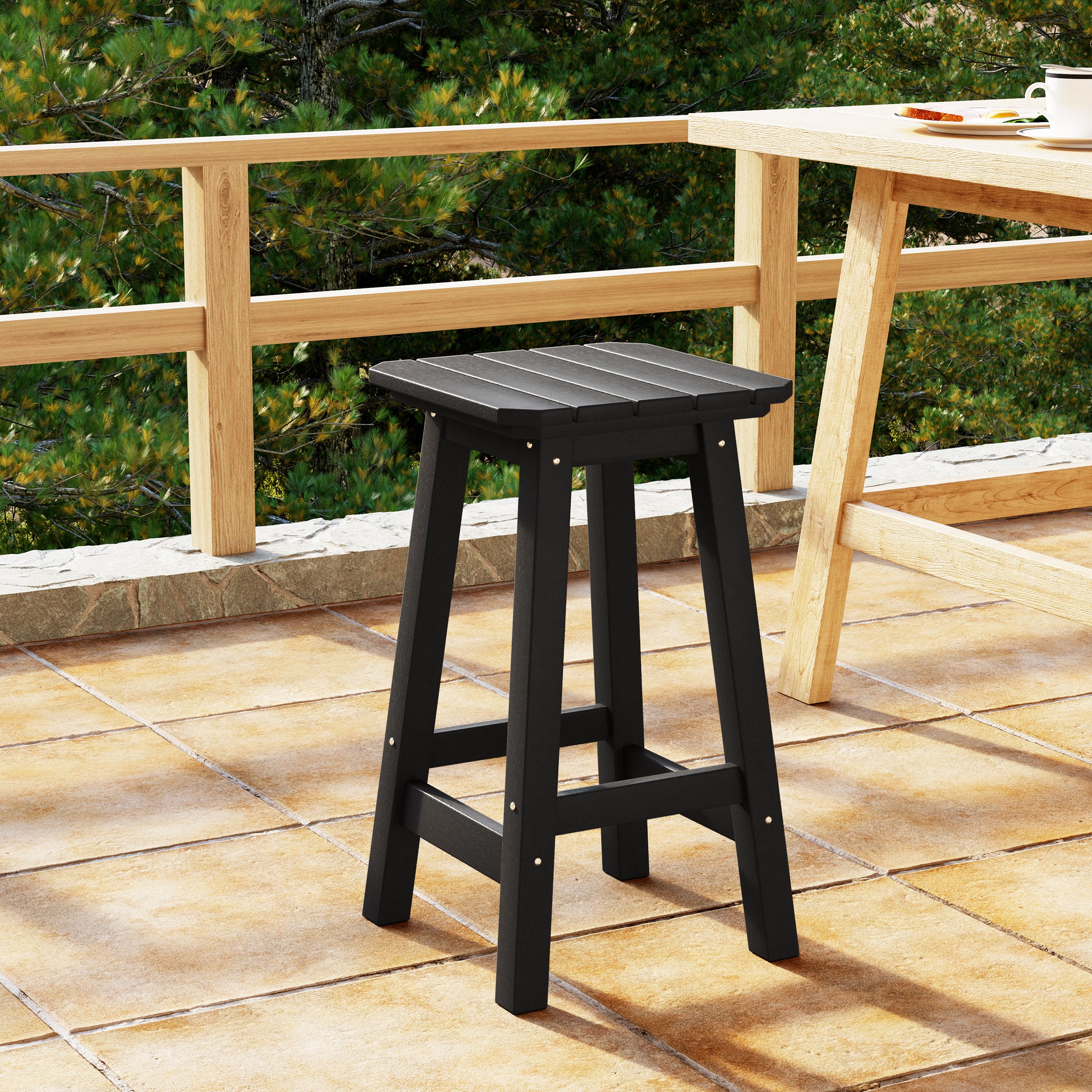 Paradise 24" HDPE Outdoor Patio Counter High Backless Square Bar Stool