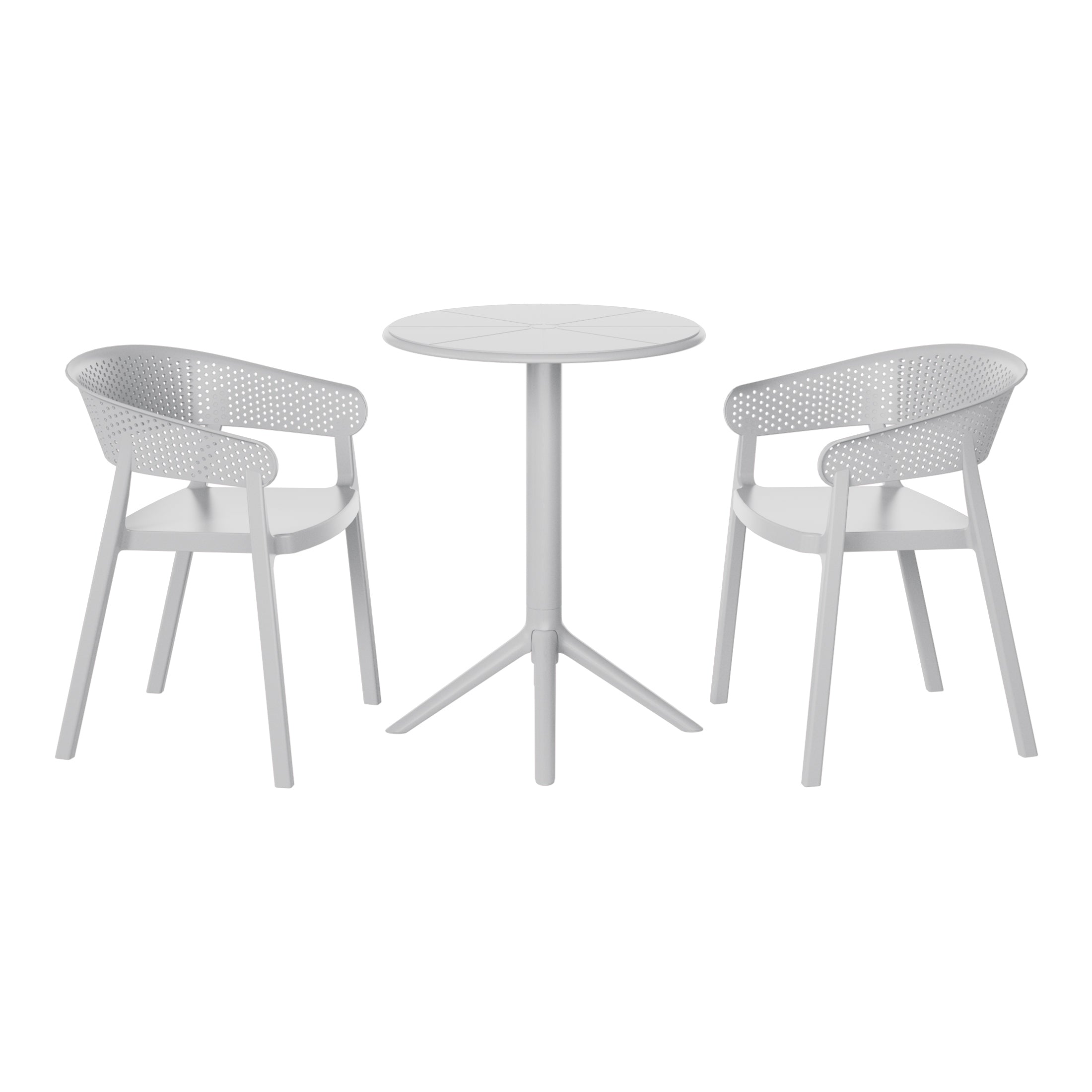 Sunshine 3-Piece Outdoor Resin Patio Bistro Table Set with Stackable Patio Dining Side Chairs