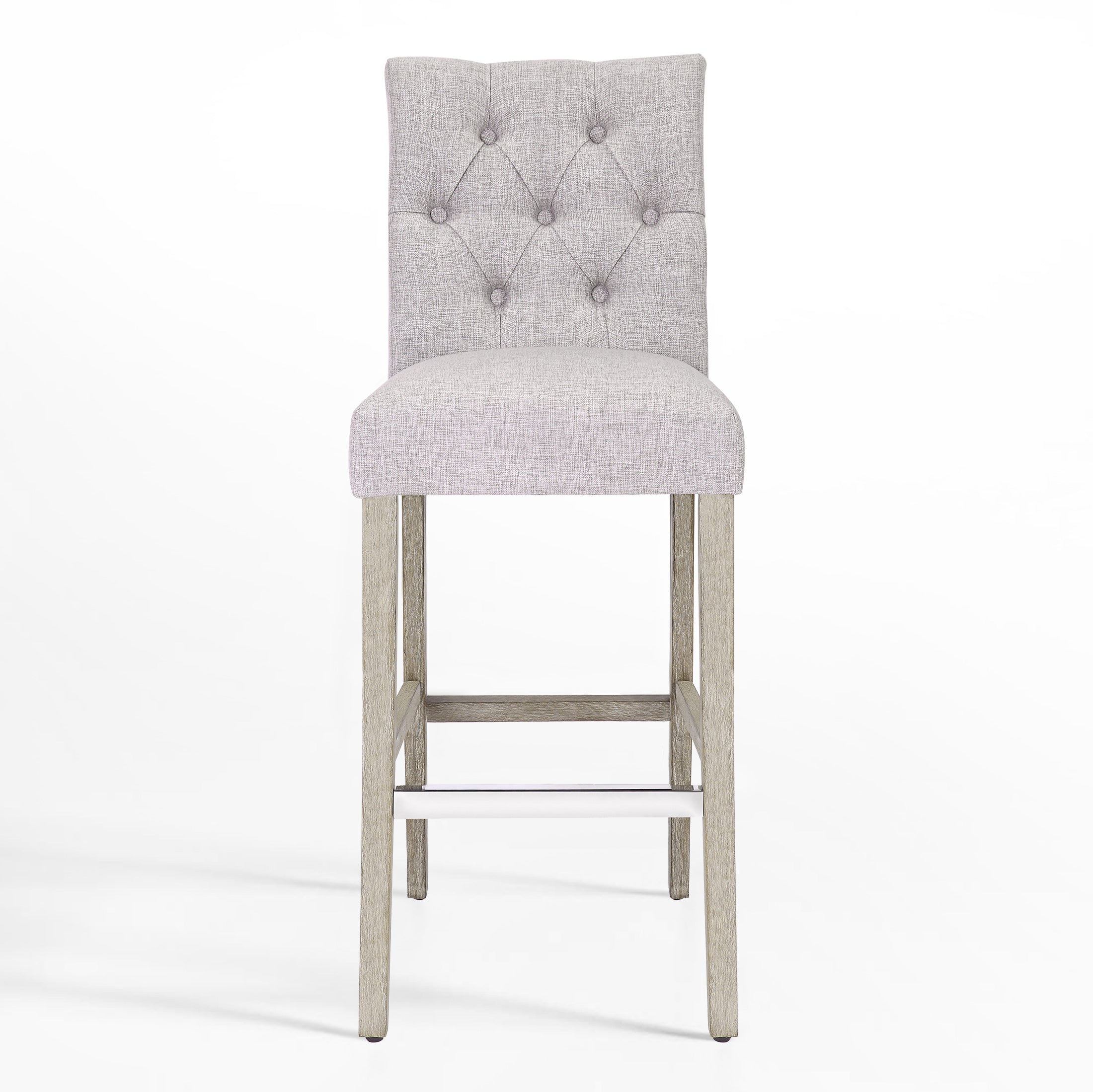 Bellmount 29" Linen Fabric Tufted Bar Stool,Antique Gray