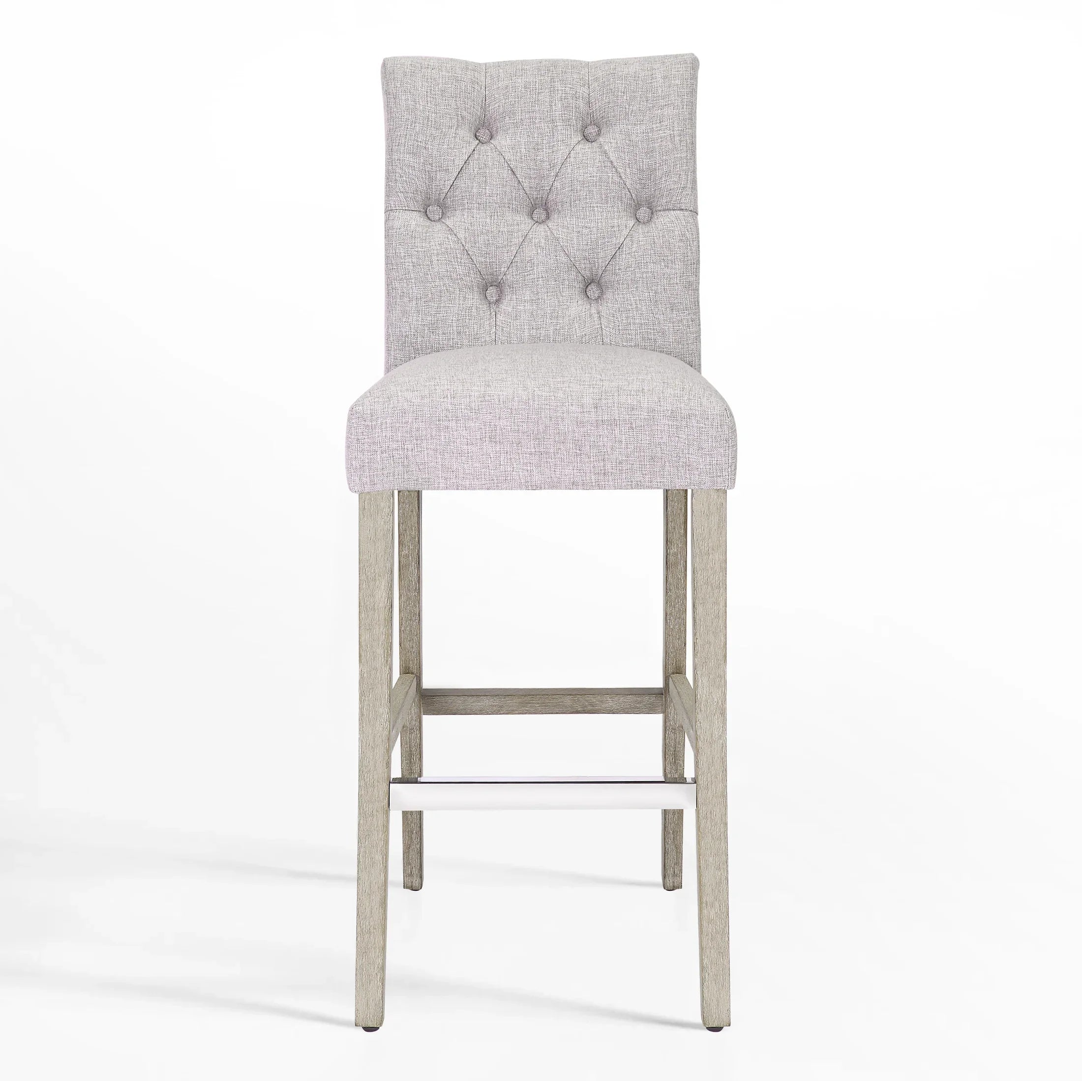 Bellmount 29" Linen Fabric Tufted Bar Stool,Antique Gray
