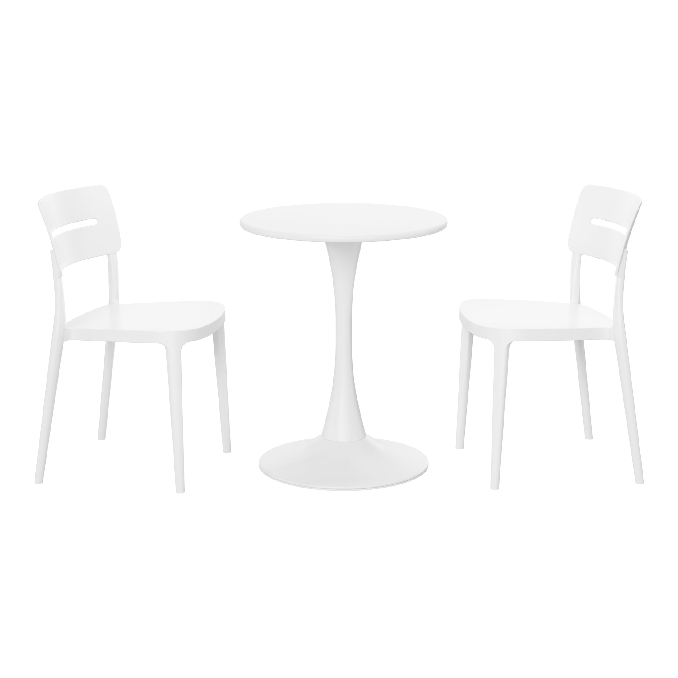 Sunshine 3-Piece Outdoor Round Metal Patio Dining Table Set With Stackable Patio Chairs