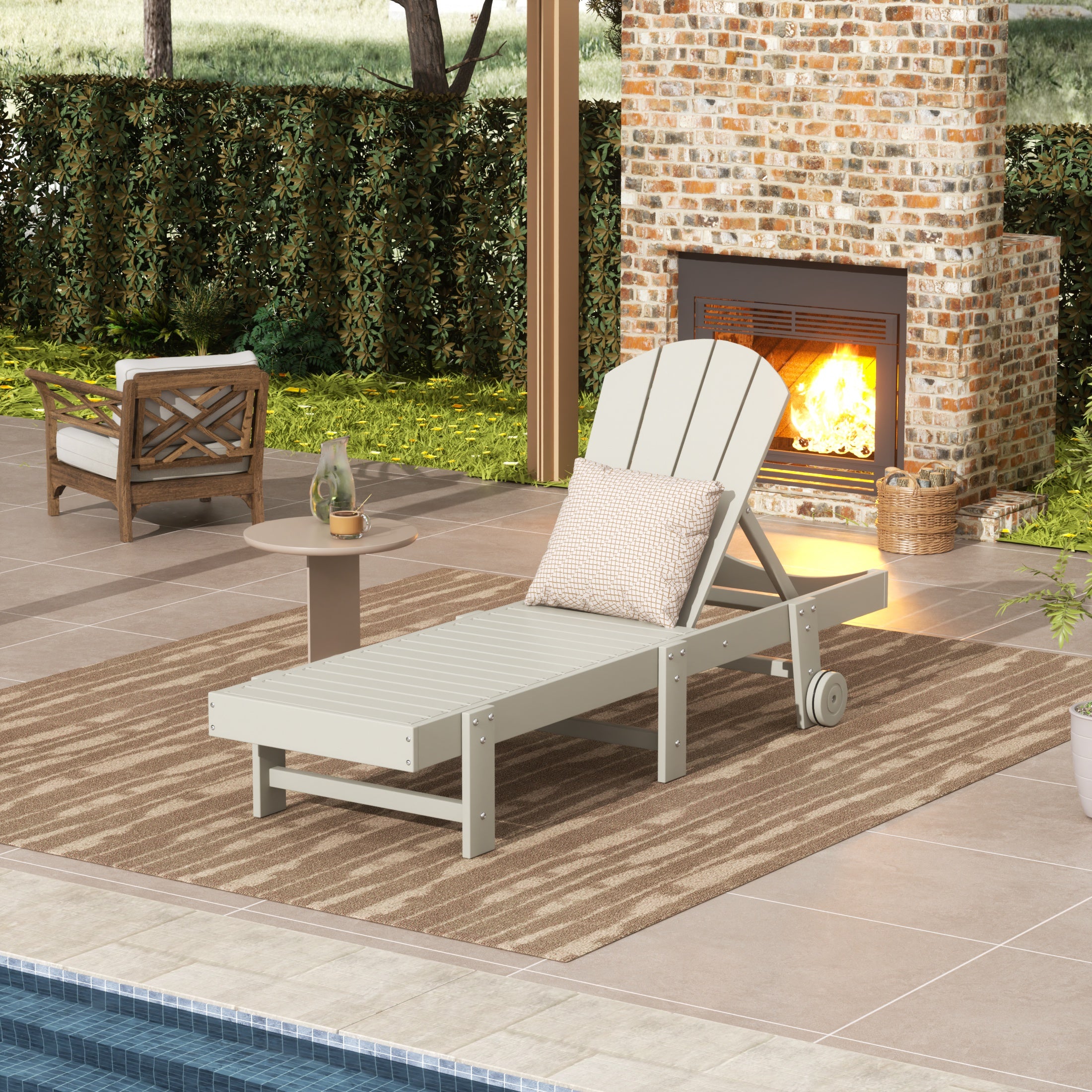 Paradise Adirondack Poly Reclining Chaise Lounge With Wheels