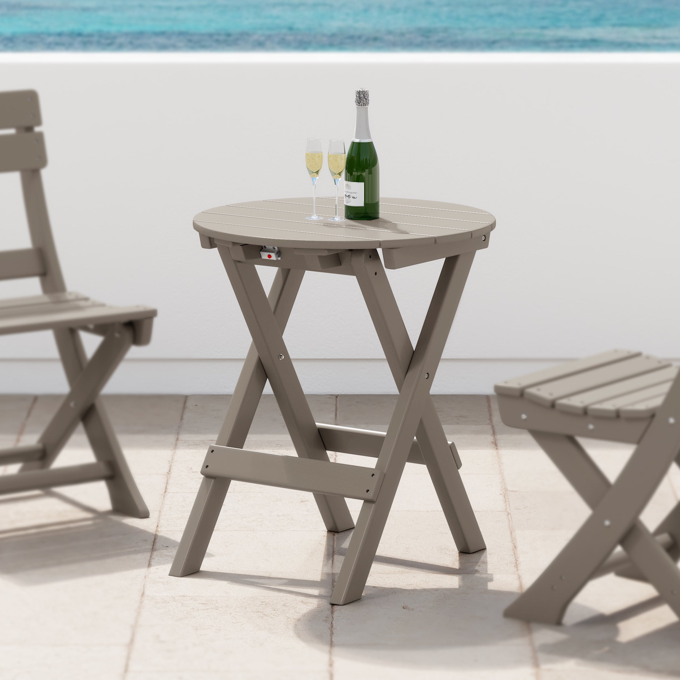 Paradise HDPE Outdoor 24.5 Inch Round Portable Folding Patio Dining Table