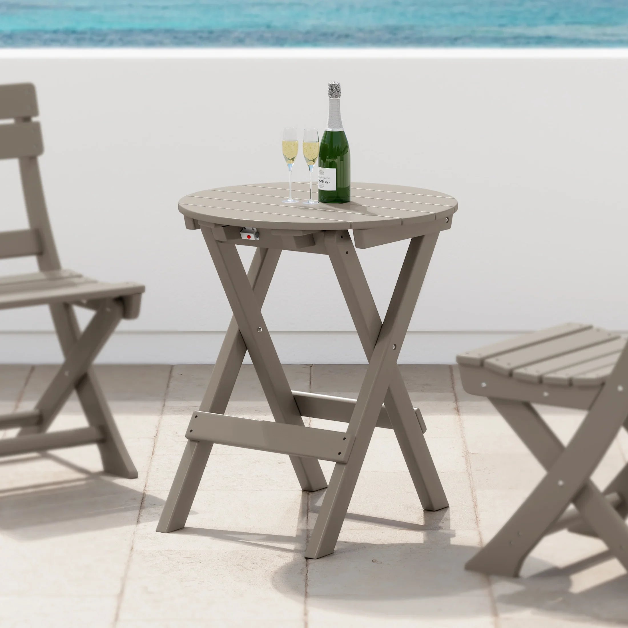 Paradise HDPE Outdoor 24.5 Inch Round Portable Folding Patio Dining Table