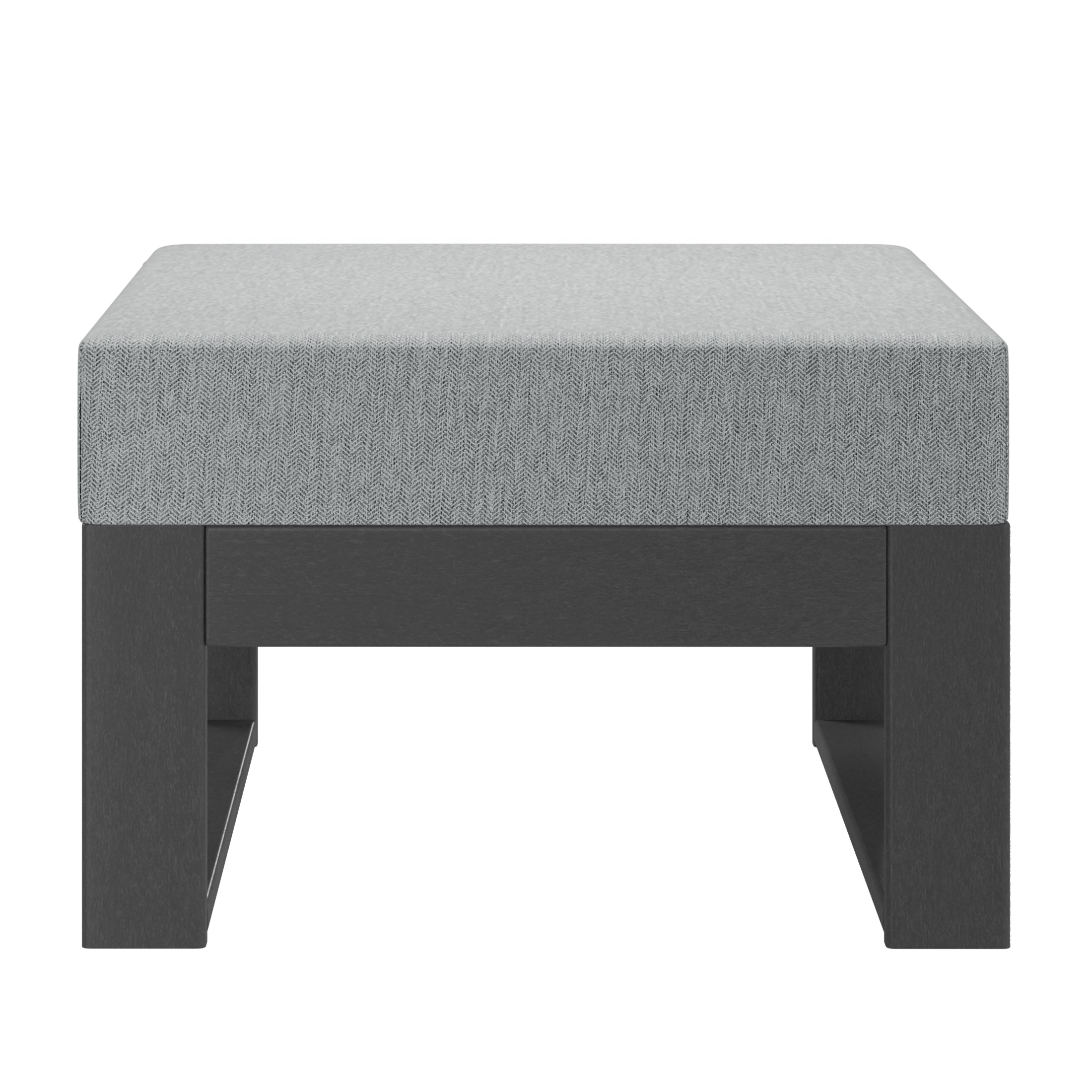 Rockaway Outdoor HDPE Patio Ottoman with Waterproof Olefin Cushions
