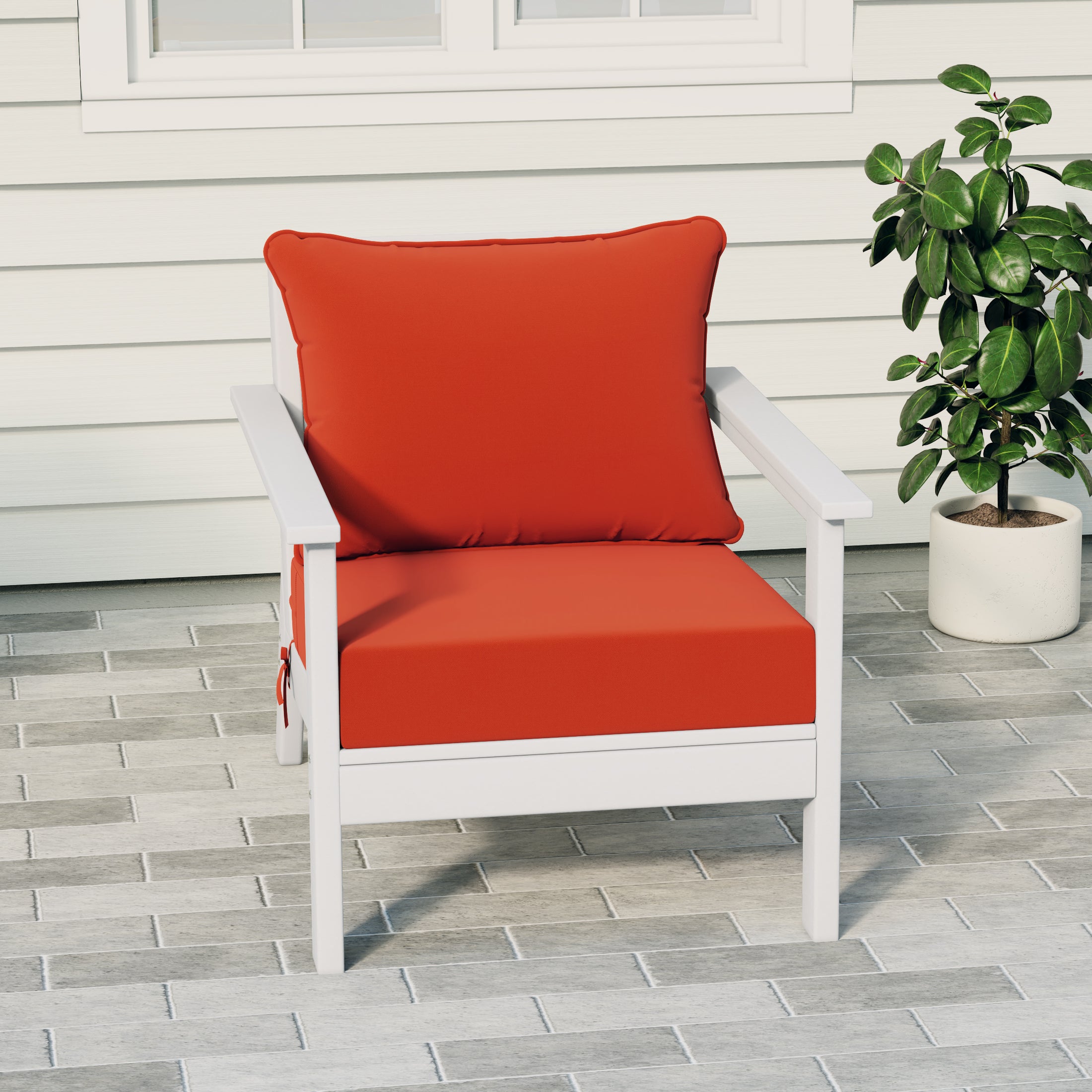 Portsmouth Outdoor Modern HDPE Patio Club Chair with Deep Seat Cushions