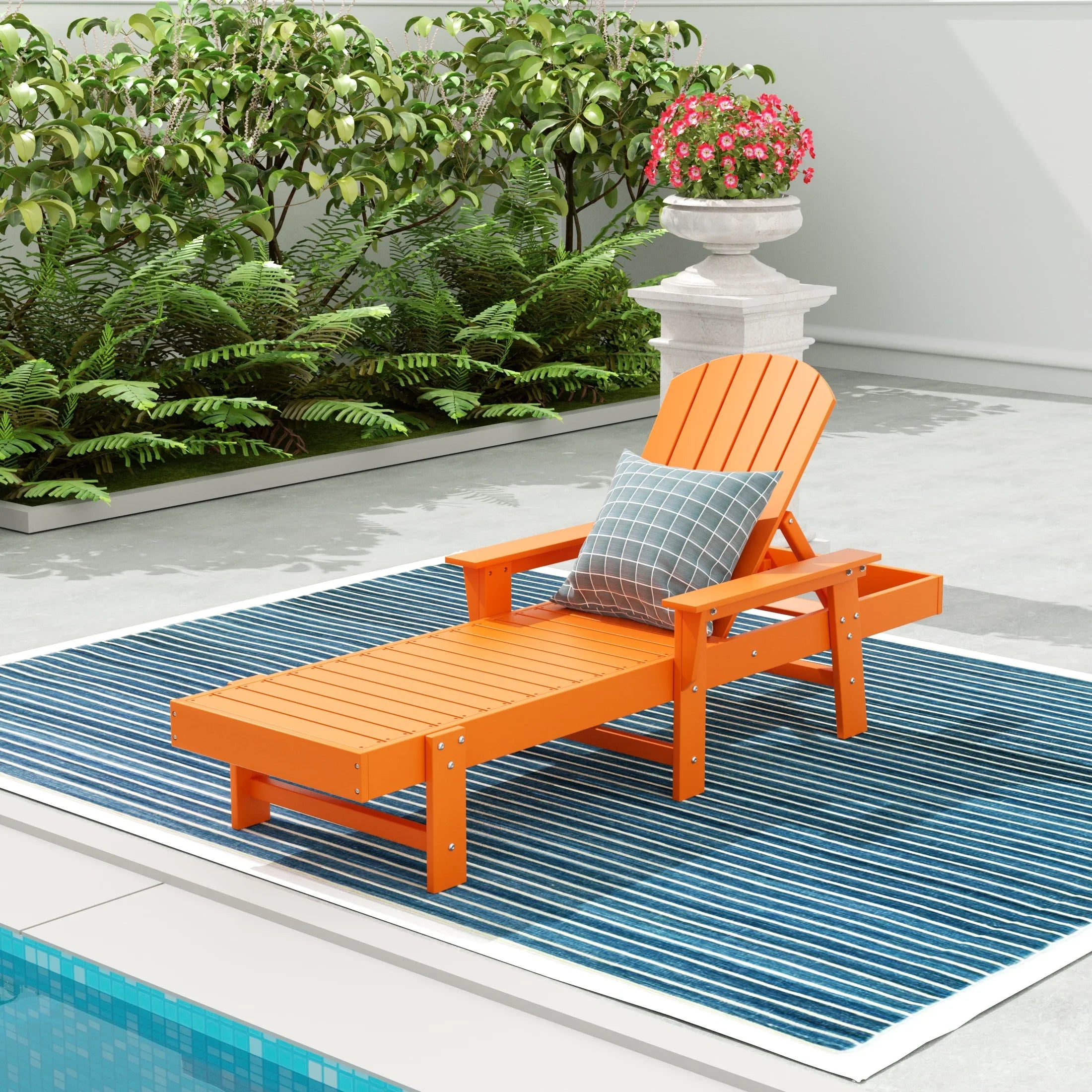 Portside Adirondack Poly Reclining Chaise Lounge With Arms