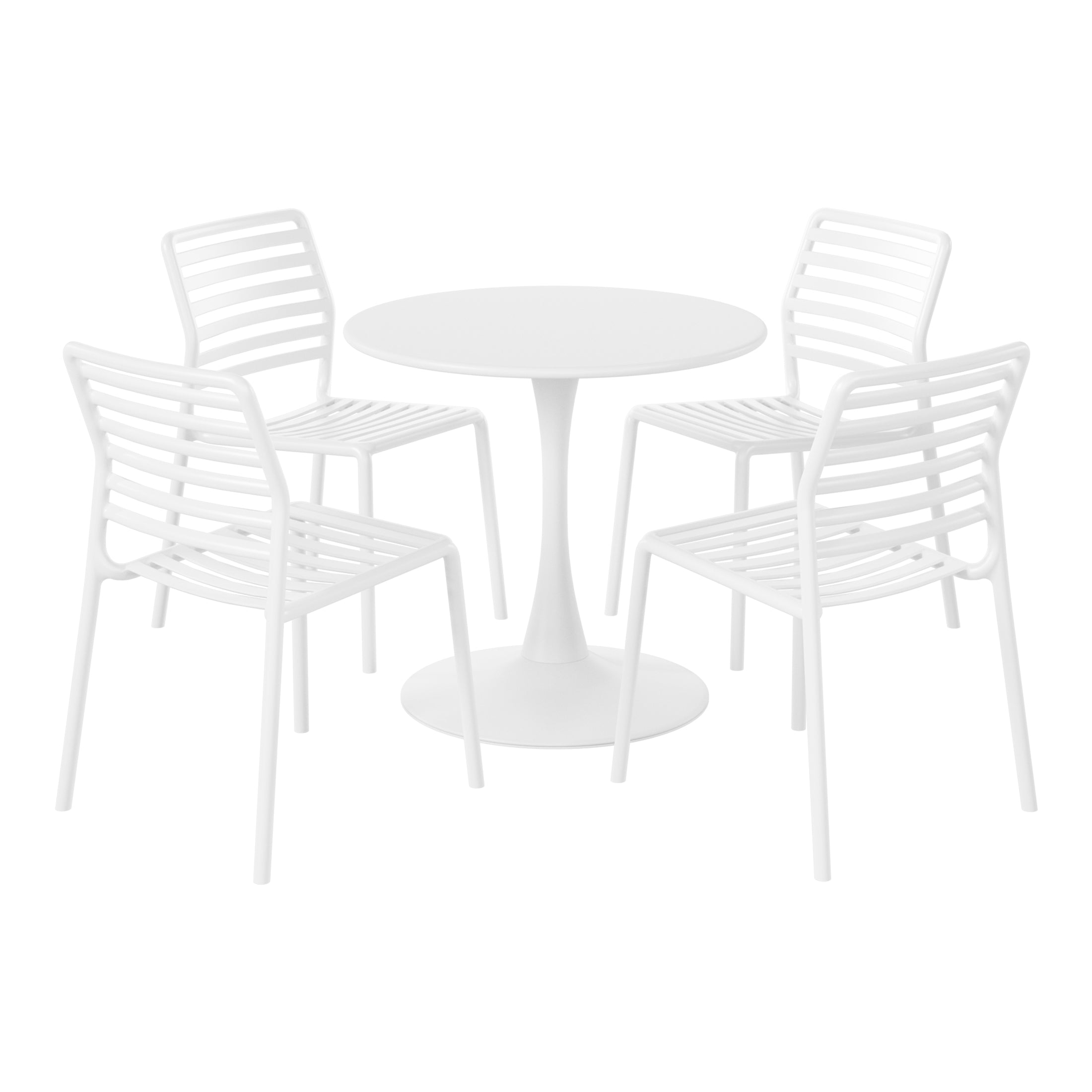 Sunshine 5-Piece Outdoor Indoor Metal Patio Dining Table Set With Stackable Plastic Patio Side Chairs