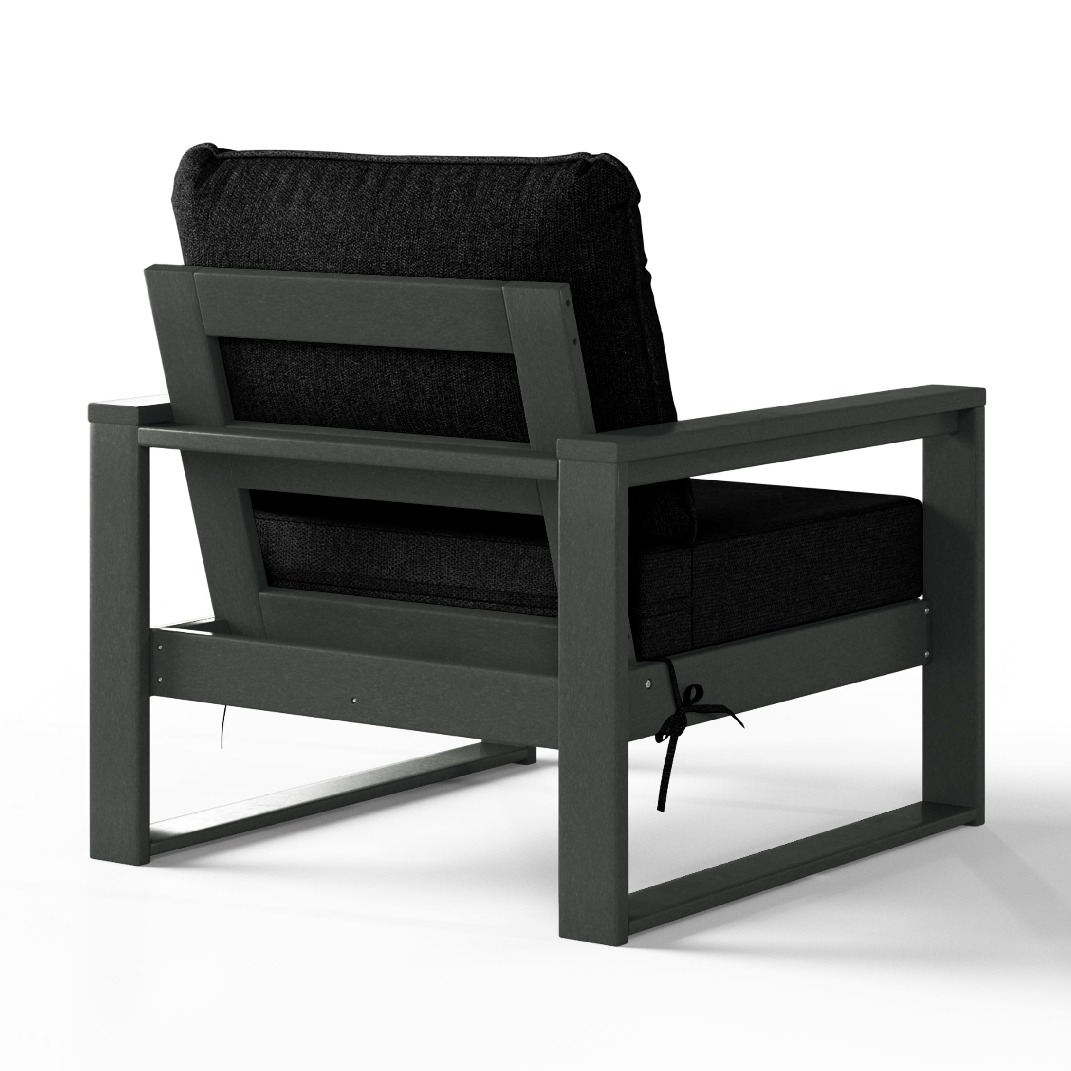 Rockaway Outdoor Modern HDPE Patio Club Chair with Waterproof Deep Seat Cushions (Set of 2)