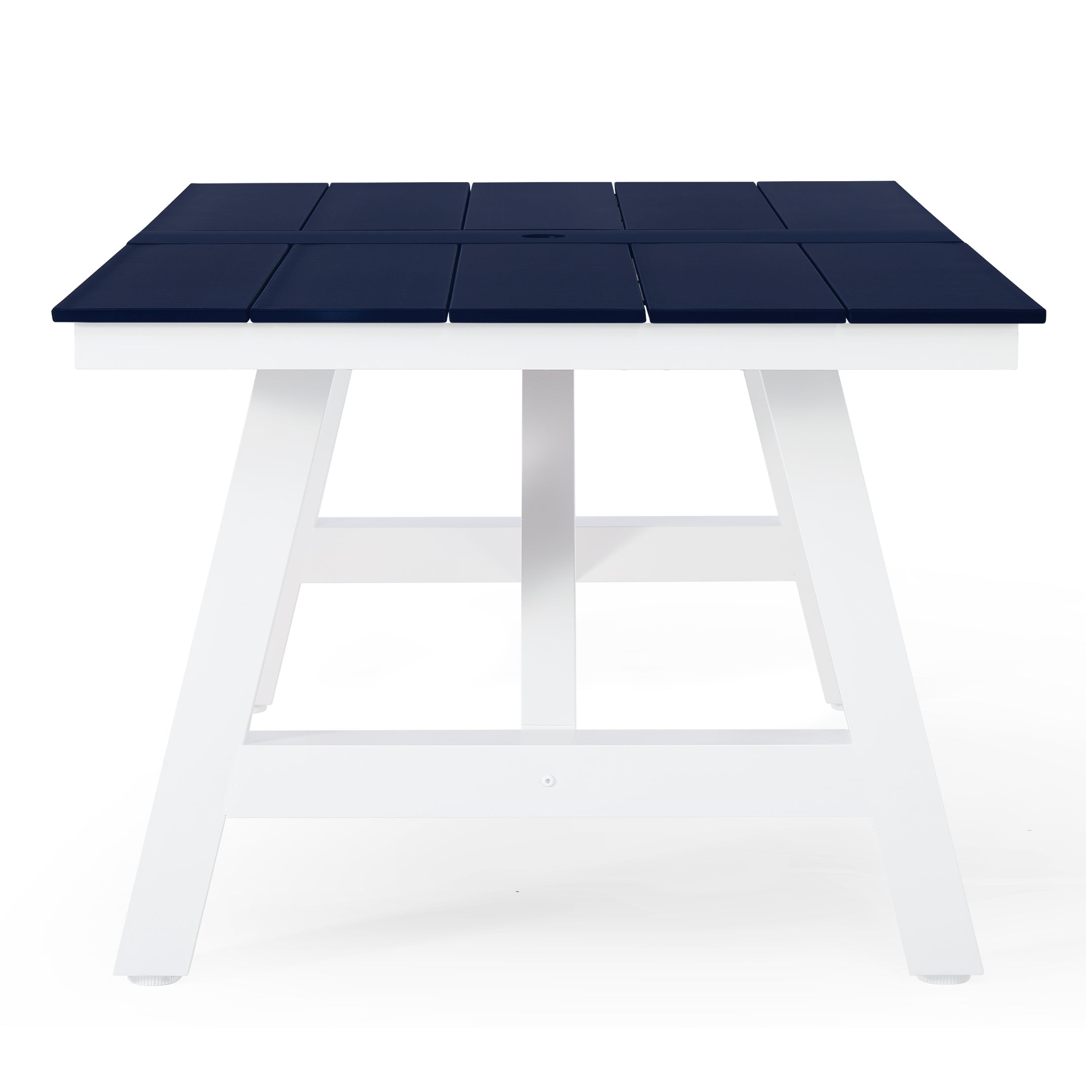 Stinson 90" HDPE Rectangle Outdoor Patio Dining Table With Umbrella Hole and Metal Frame