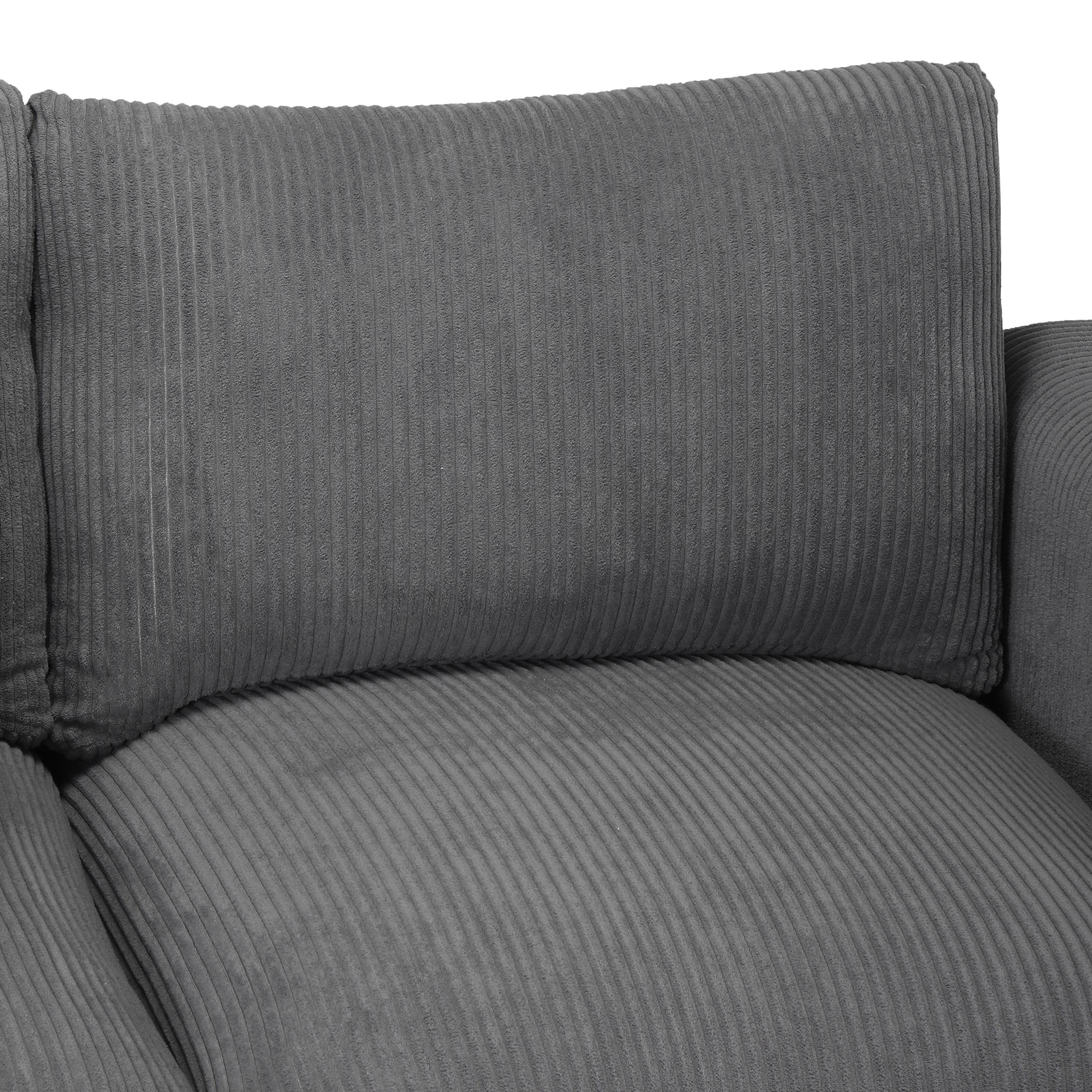 Ava 99" Modular Corduroy L-Shaped Sectional Sofa and Chaise With USB/Type-C Ports and Side Pockets