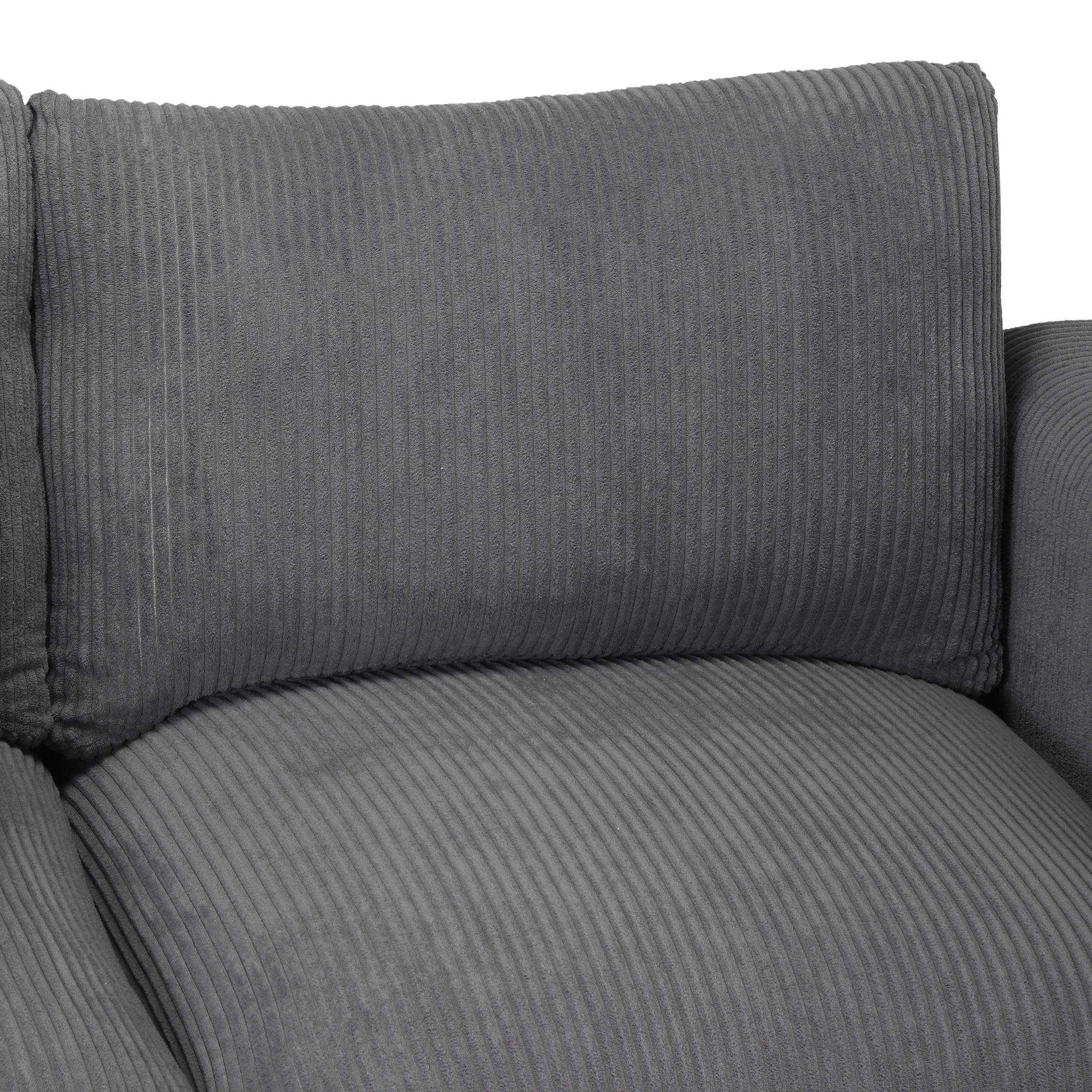 Ava 99" Modular Corduroy L-Shaped Sectional Sofa and Chaise With USB/Type-C Ports and Side Pockets