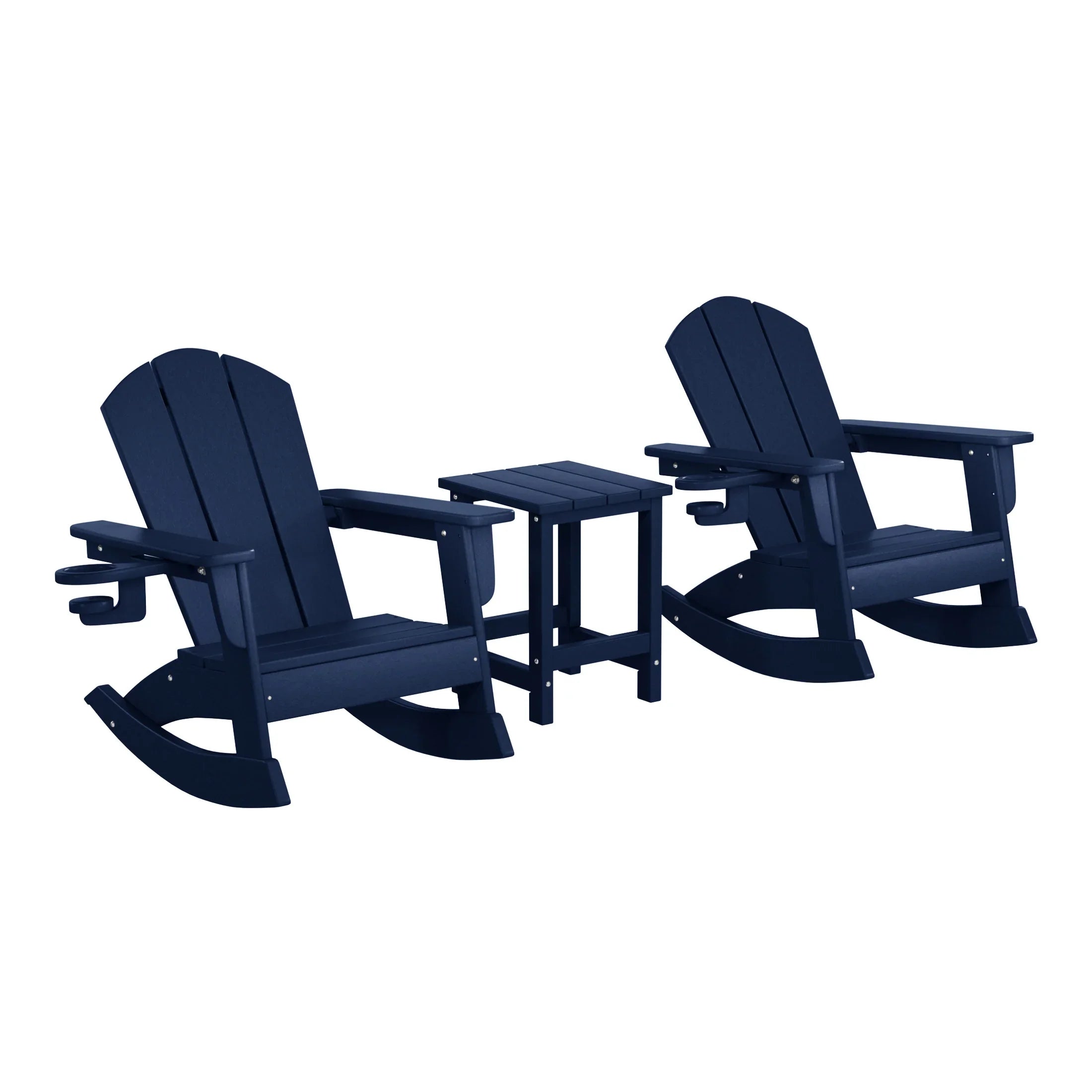 Paradise 3-Piece Kids Rocking Chair With Cup Holder and Square Side Table Set