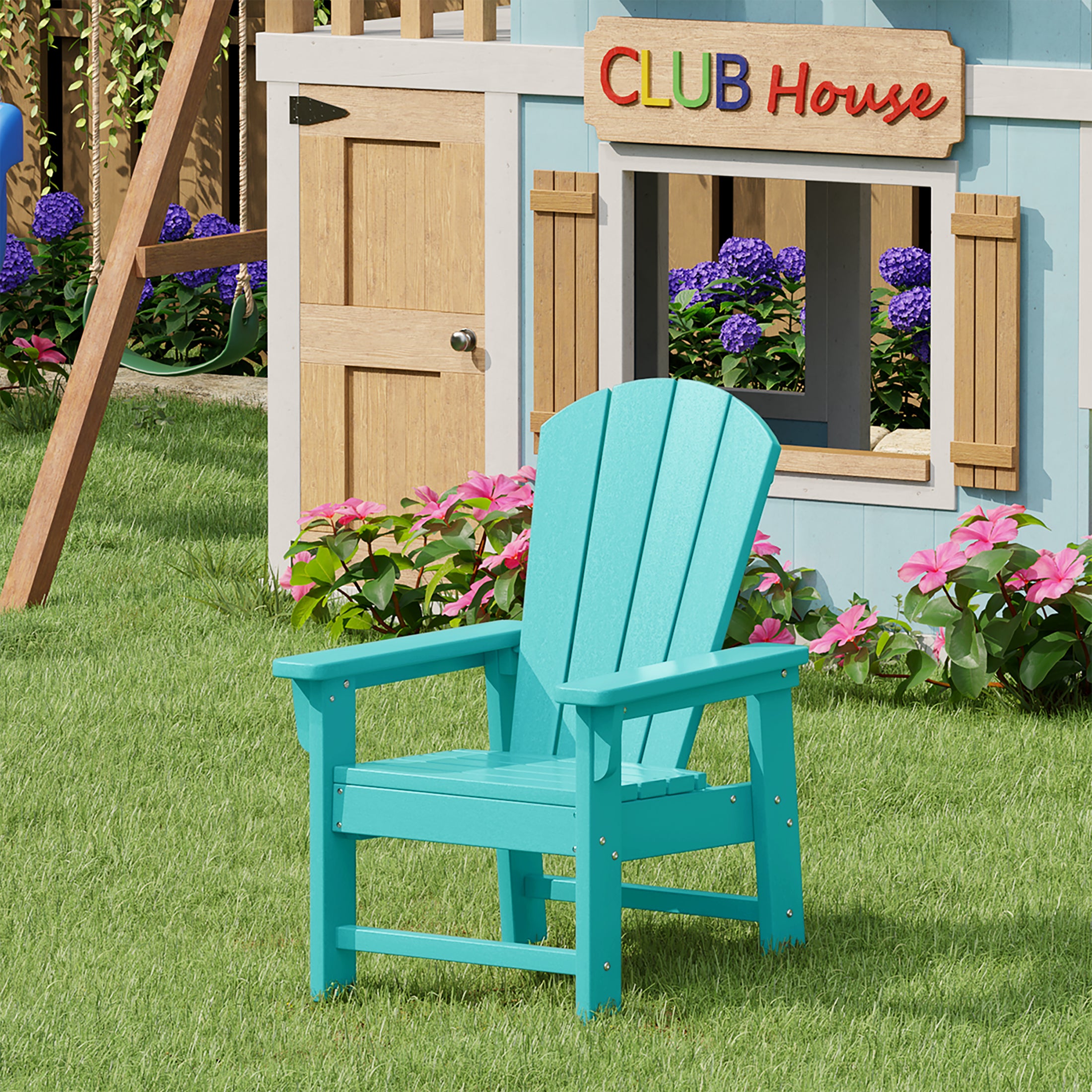 Paradise Kids Outdoor HDPE Adirondack Plastic Patio Chair