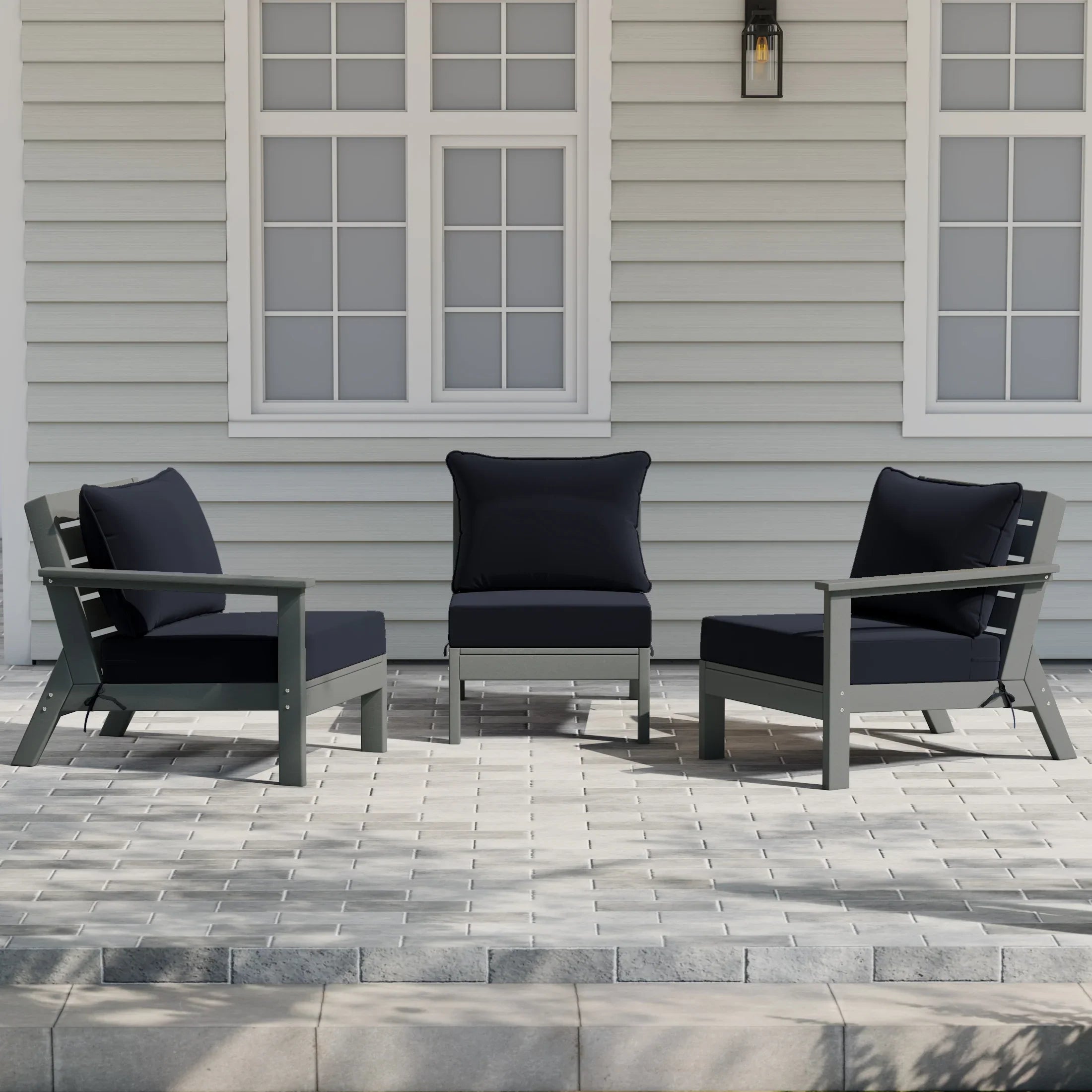 Portsmouth Outdoor Patio HDPE Sectional Sofa with Patio Cushions