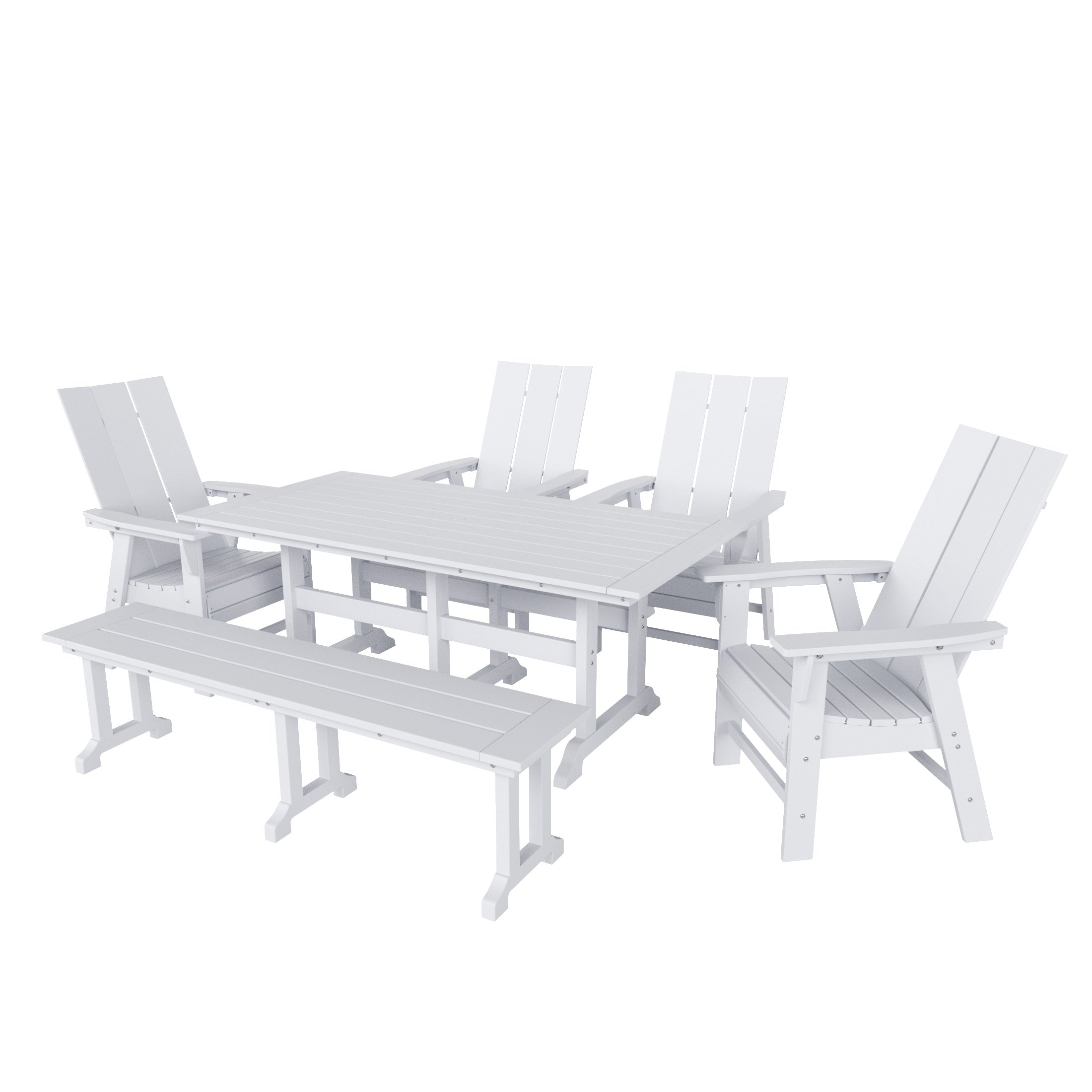 Palms 6 Piece Outdoor Patio Dining Table and Armchair Dining Bench Set