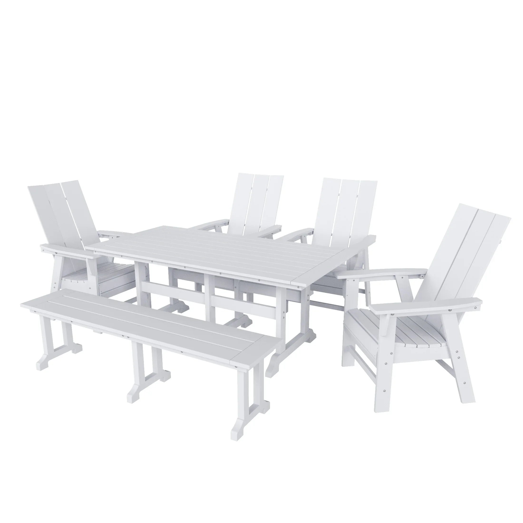 Palms 6 Piece Outdoor Patio Dining Table and Armchair Dining Bench Set