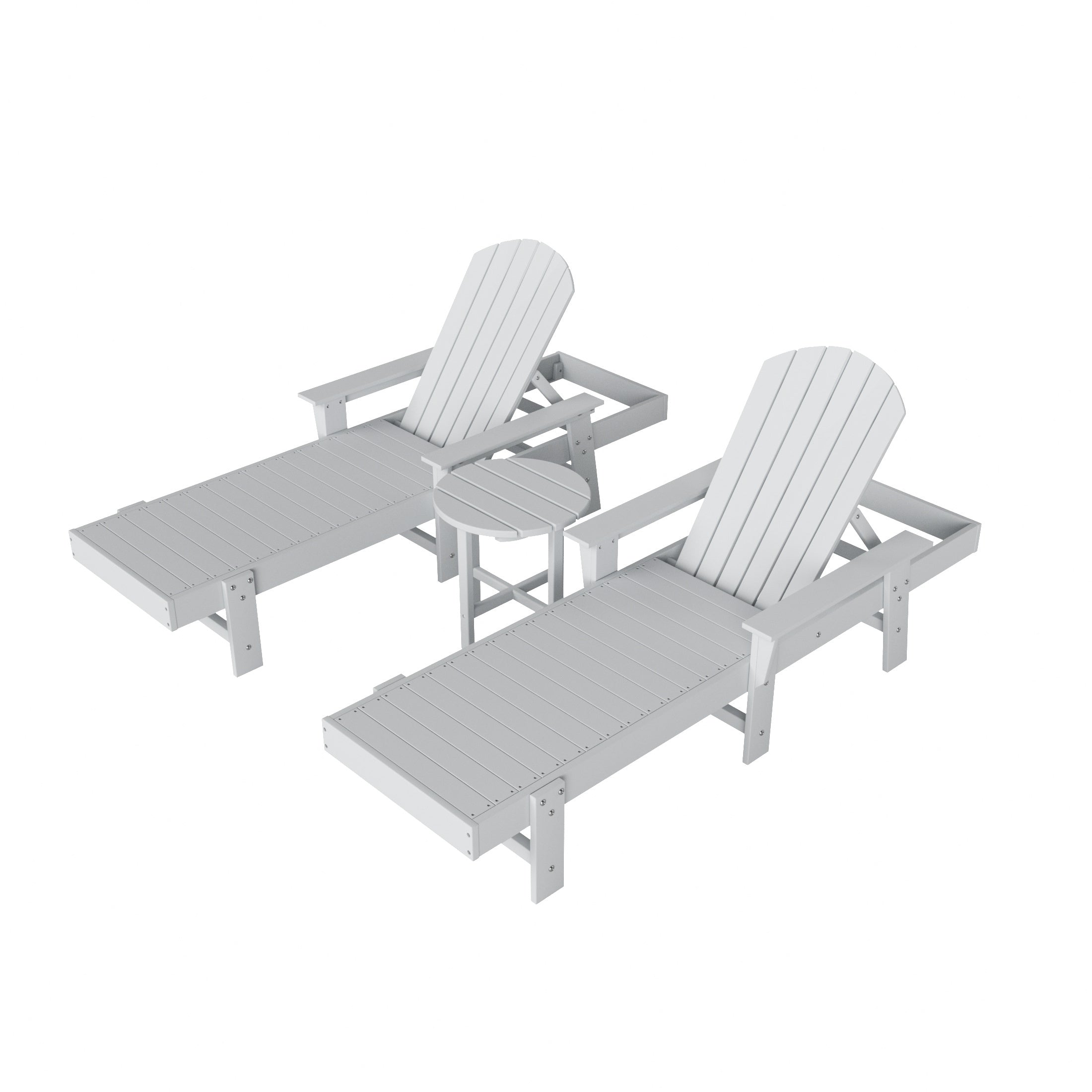 Portside 3 Piece Adirondack Poly Reclining Chaise Lounge With Arms