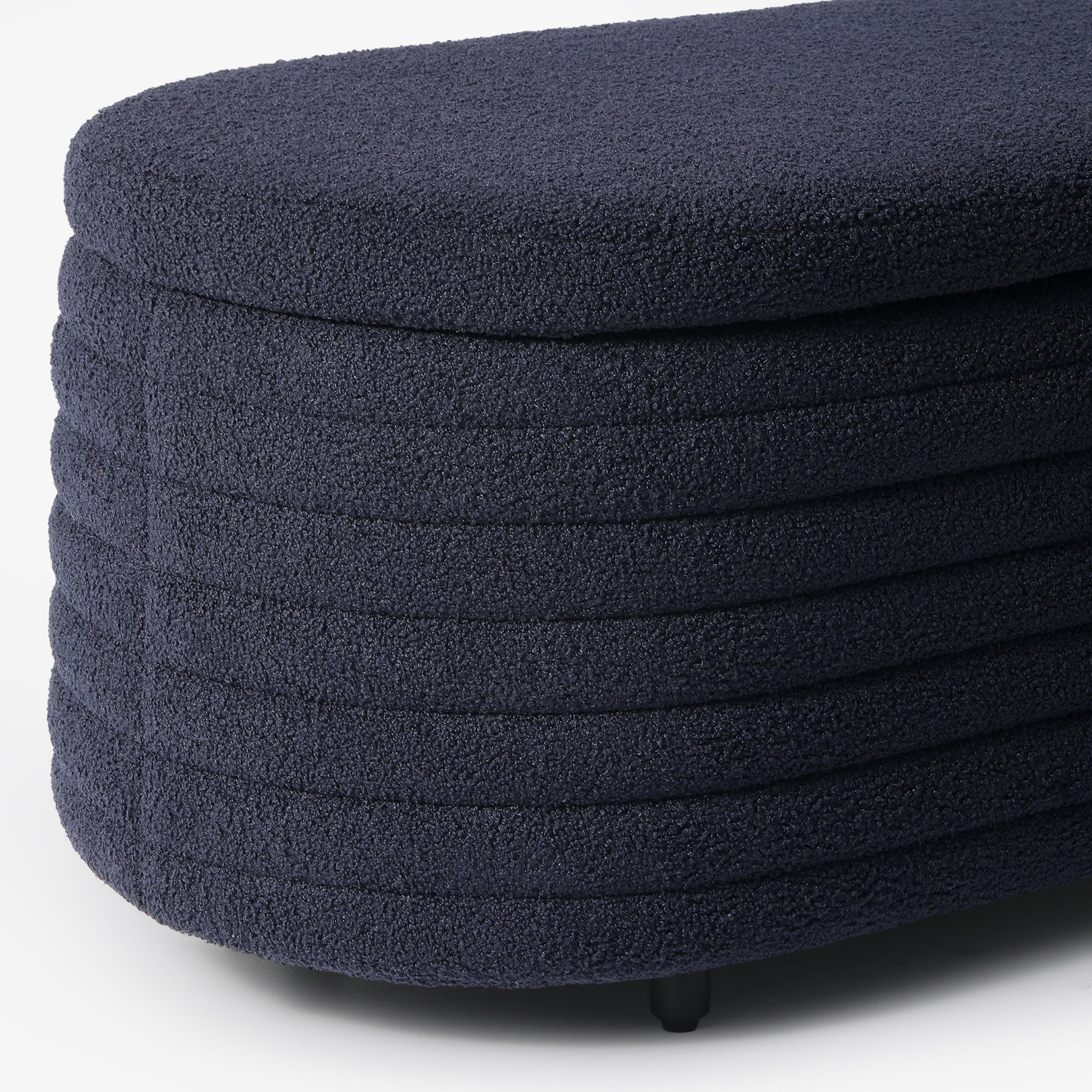 Celine 54" Wide Mid-Century Modern Upholstered Teddy Sherpa Tufted Oval Storage Ottoman Bench