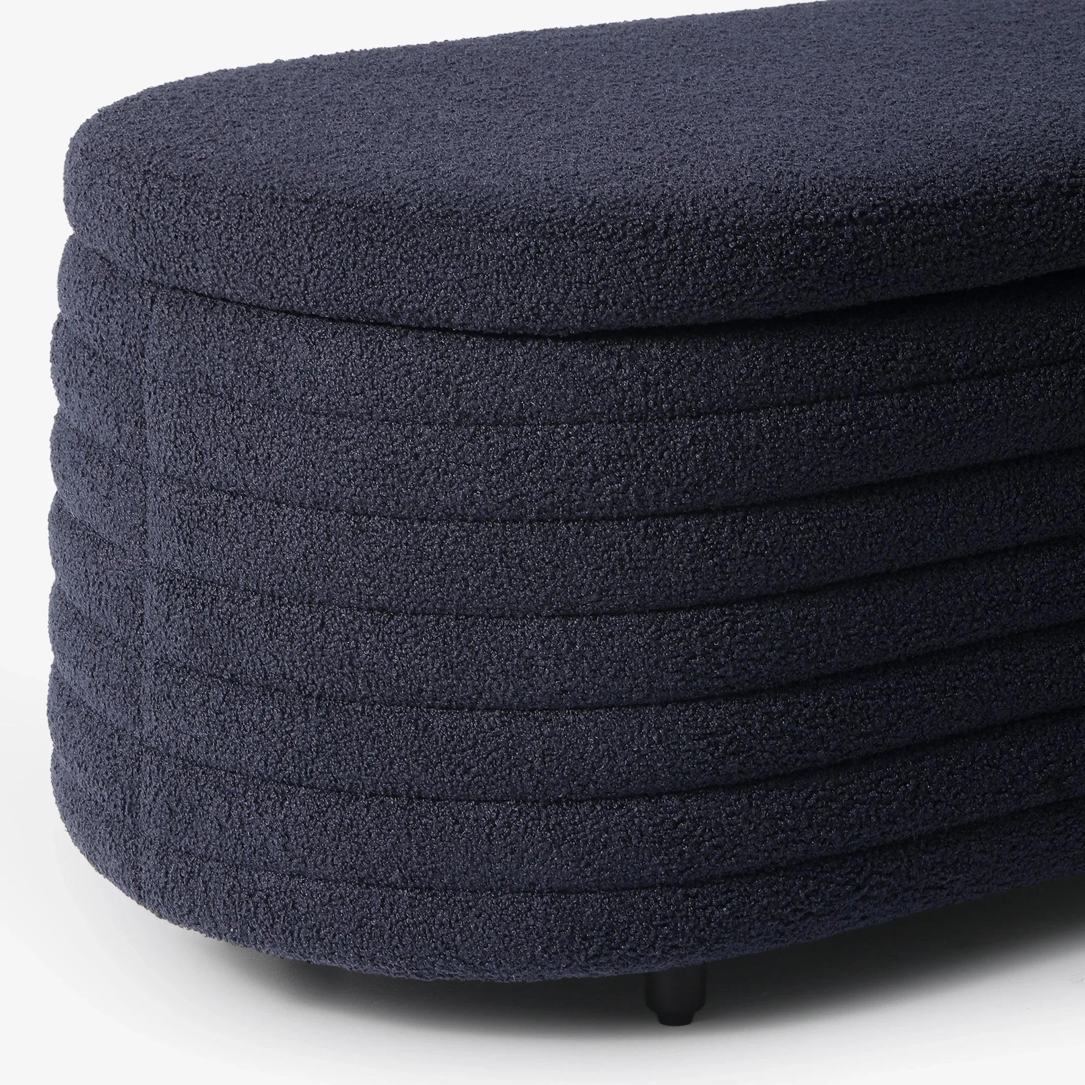 Celine 54" Wide Mid-Century Modern Upholstered Teddy Sherpa Tufted Oval Storage Ottoman Bench