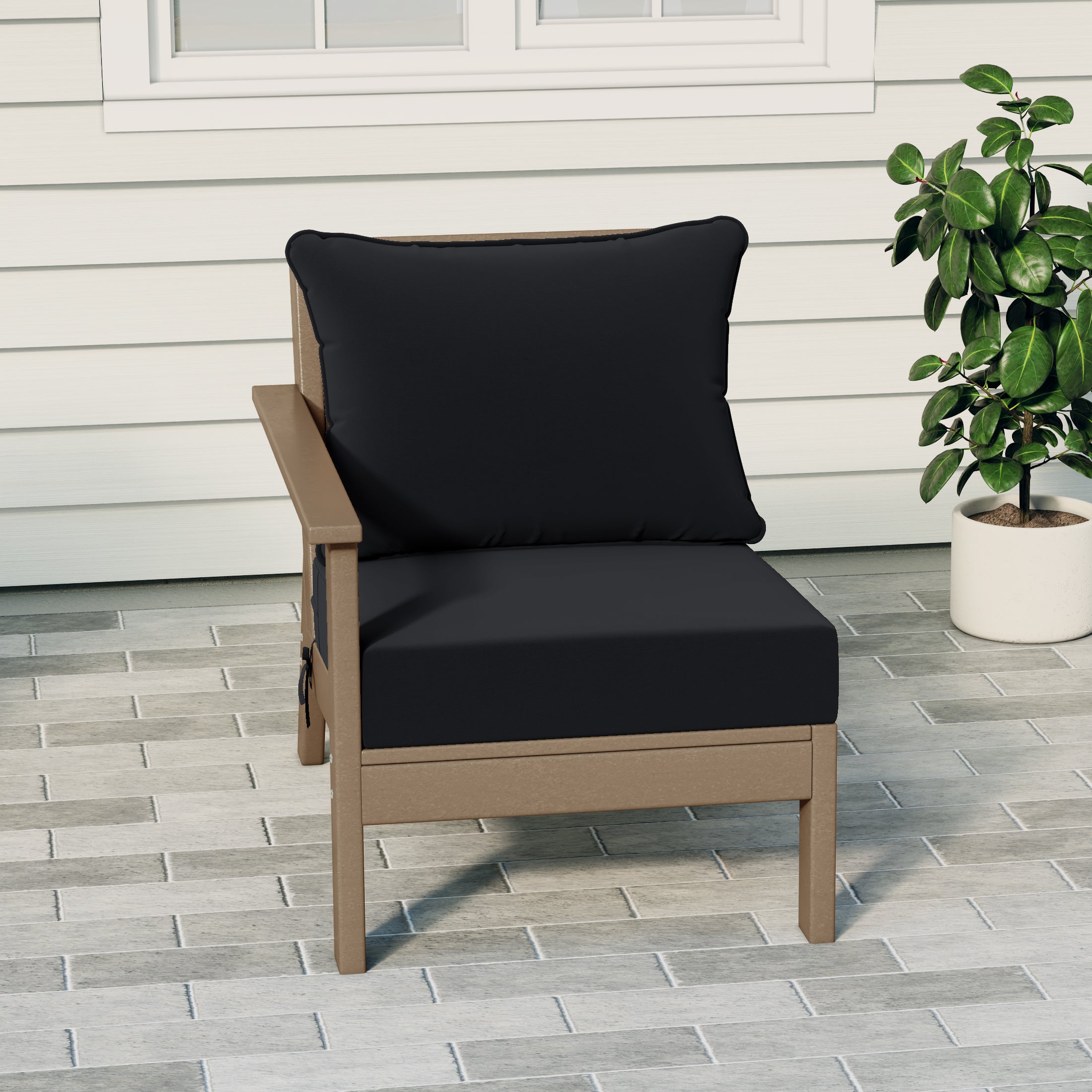 Portsmouth Outdoor Patio HDPE Left Arm Sectional Corner Club Chair with Patio Cushions
