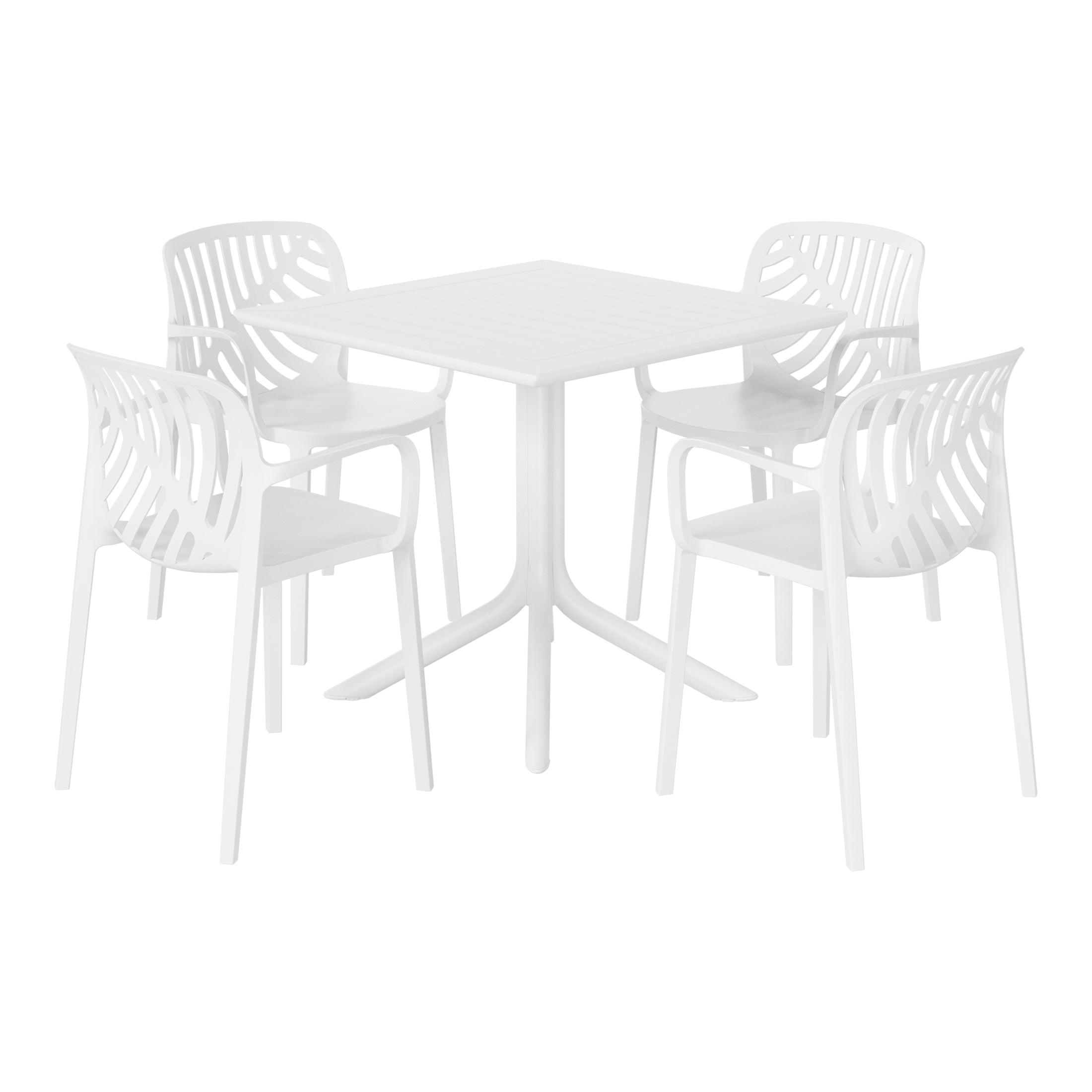 Sunshine 5-Piece Outdoor Square Patio Dining Table Set with Stackable Patio Dining Chairs